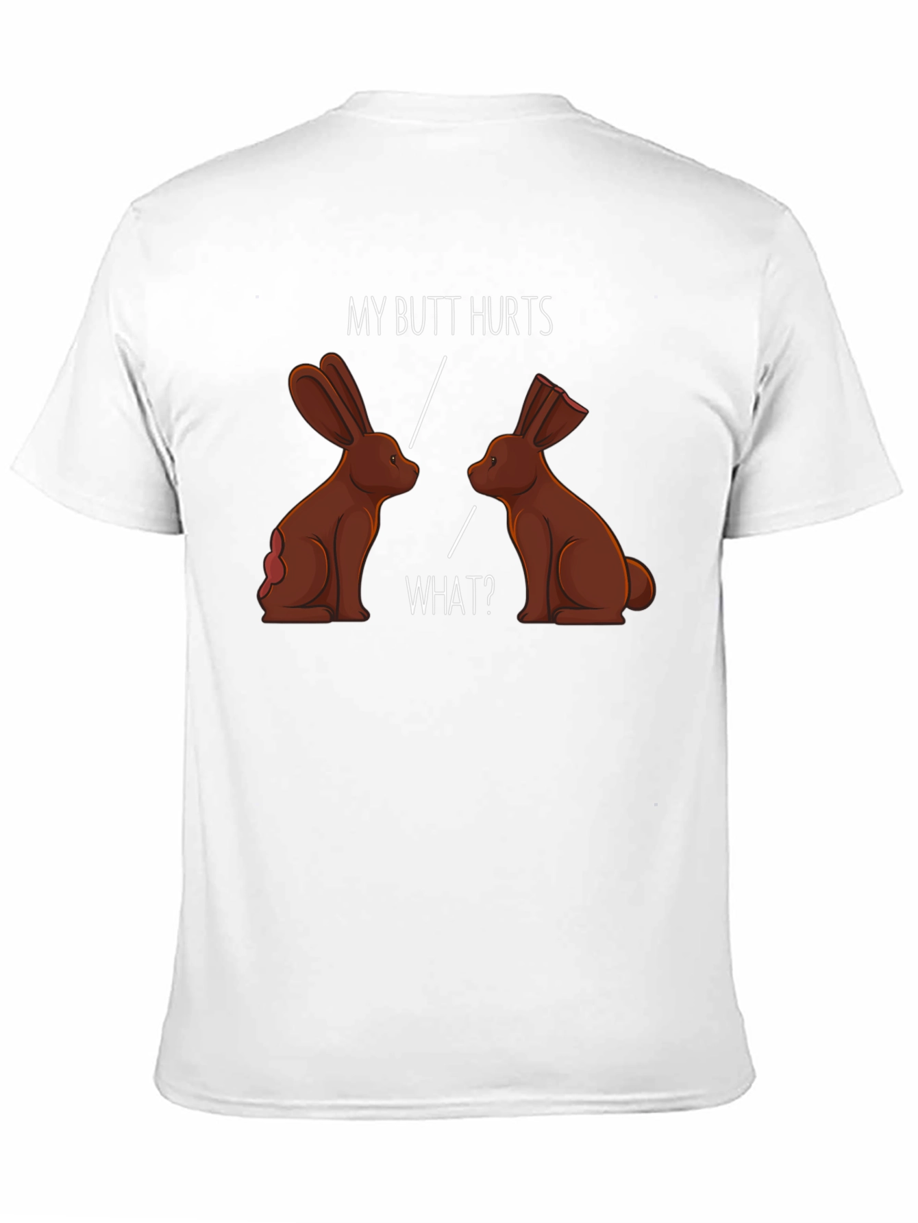 Black Funny My Butt Hurts Chocolate Bunny T-Shirt view 11
