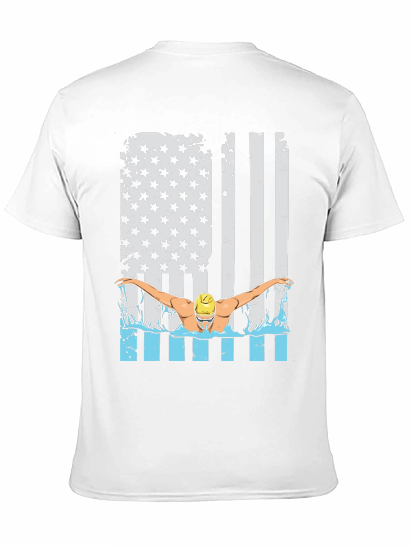 Black Patriotic Swimmer T-Shirt USA Flag Design view 11