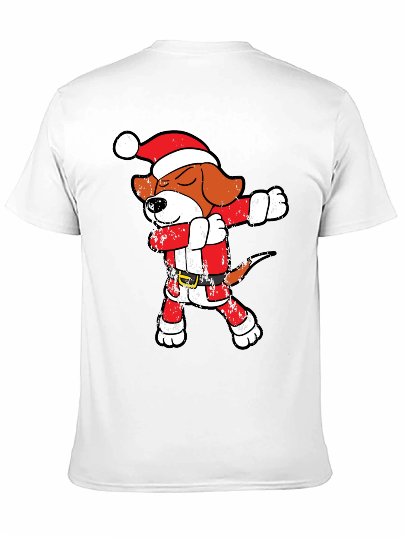 Black Dabbing Santa Beagle T-Shirt view 11