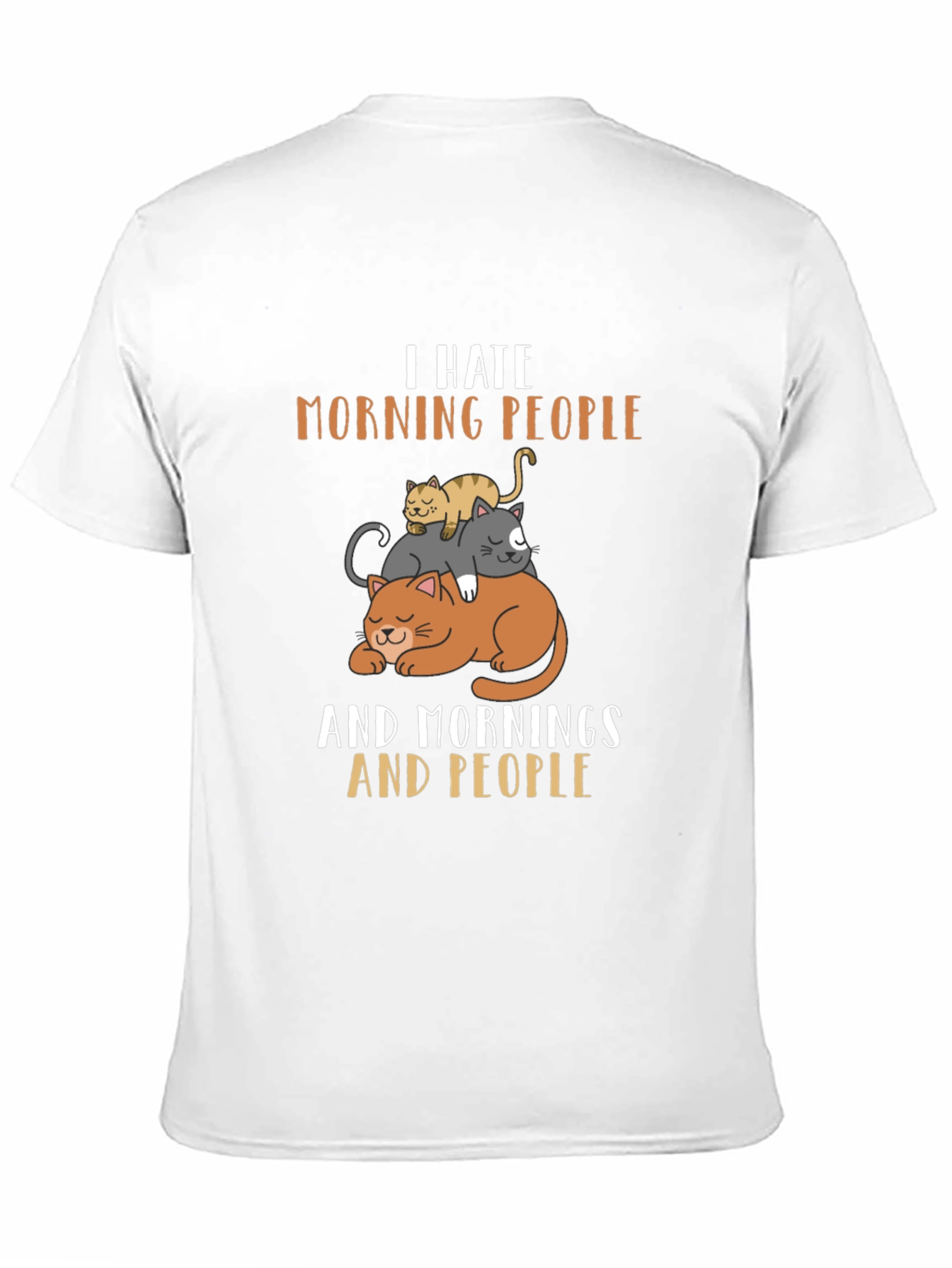 Black I Hate Morning People Cat T-Shirt view 11
