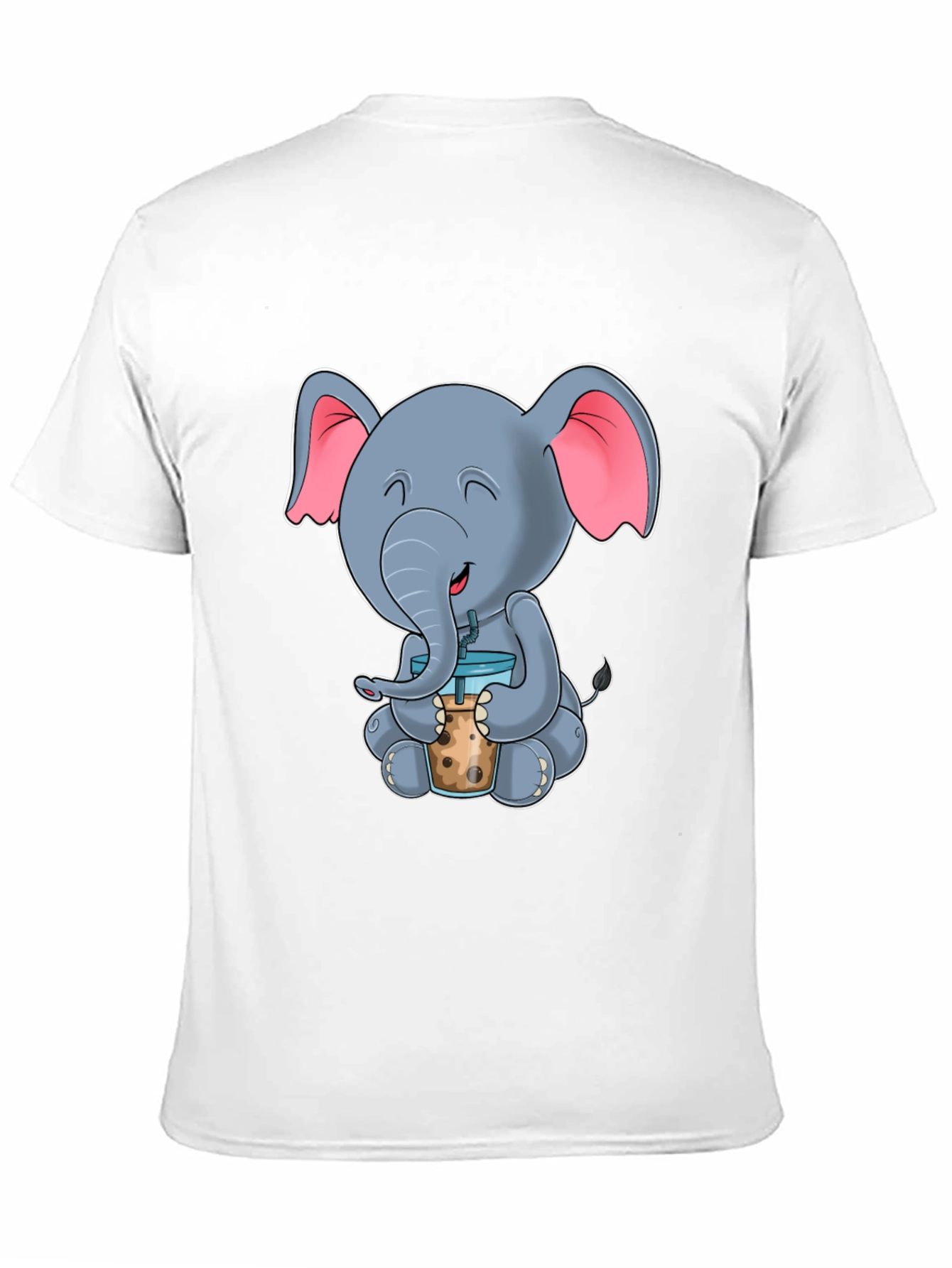 Black Cute Elephant Bubble Tea Graphic Tee view 11