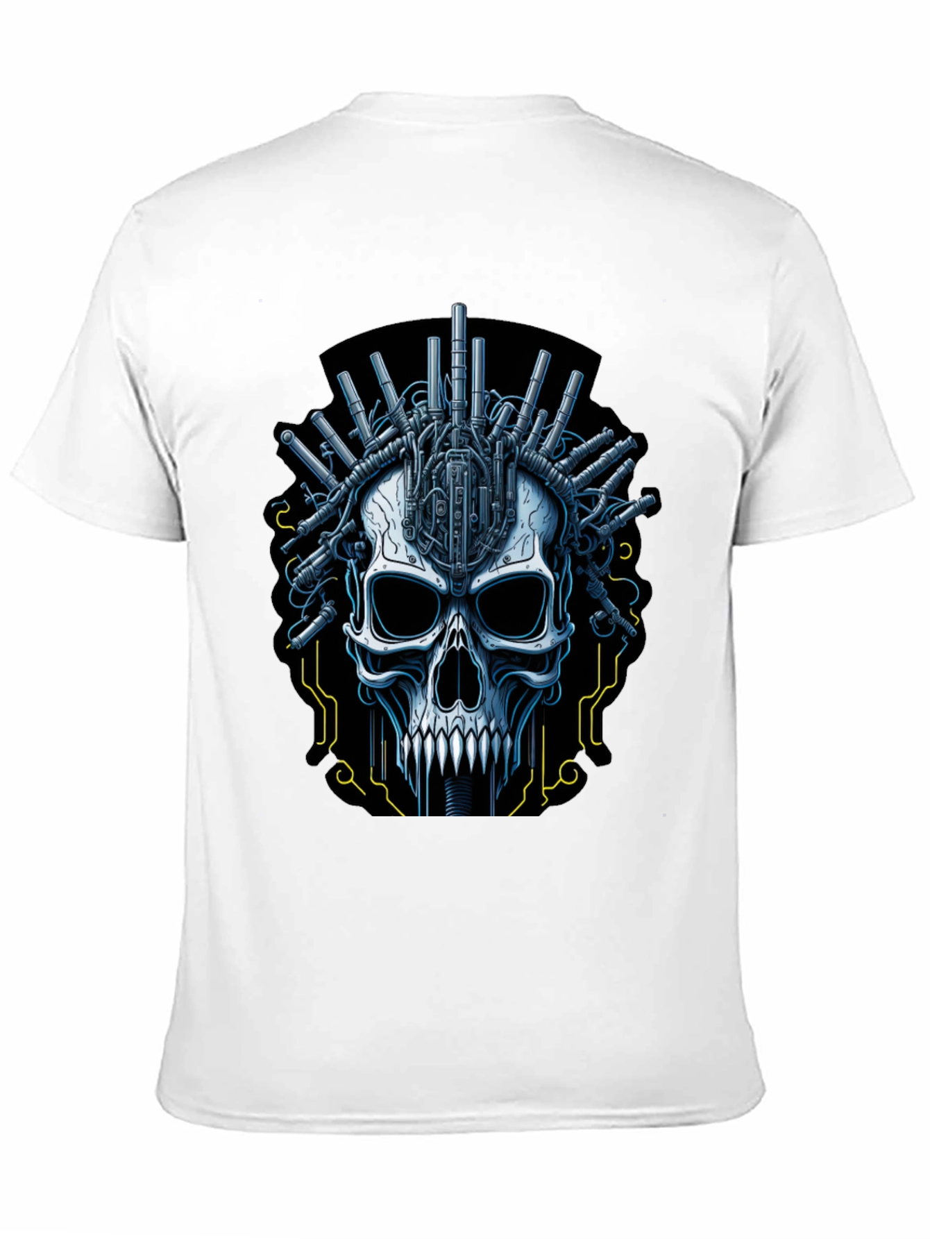 Black Cyberpunk Skull Graphic T-Shirt view 11