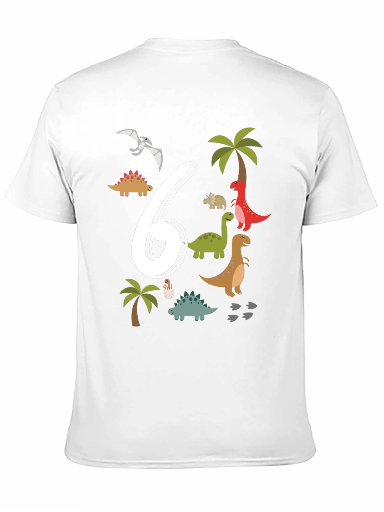 Black Dinosaur 6th Birthday T-Shirt view 11