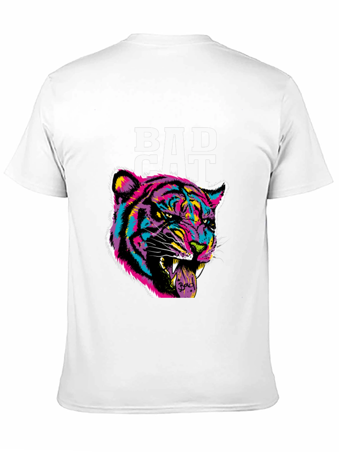 Black Bad Cat Graphic Print Tee - Black Cotton Blend view 11