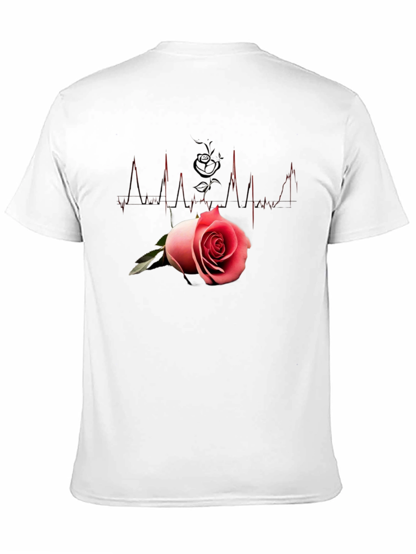 Black Rose Heartbeat Graphic Tee - Romantic Style view 11