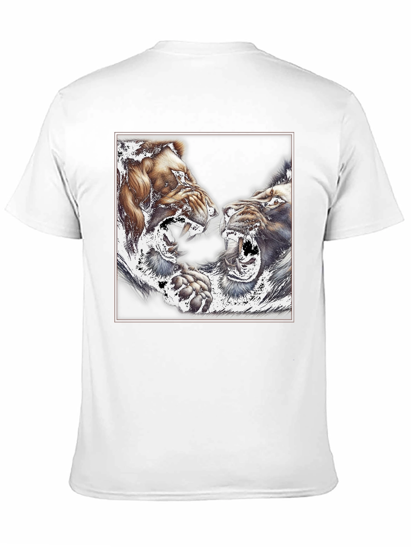 Black Roaring Lions Graphic Print Black T-Shirt view 11