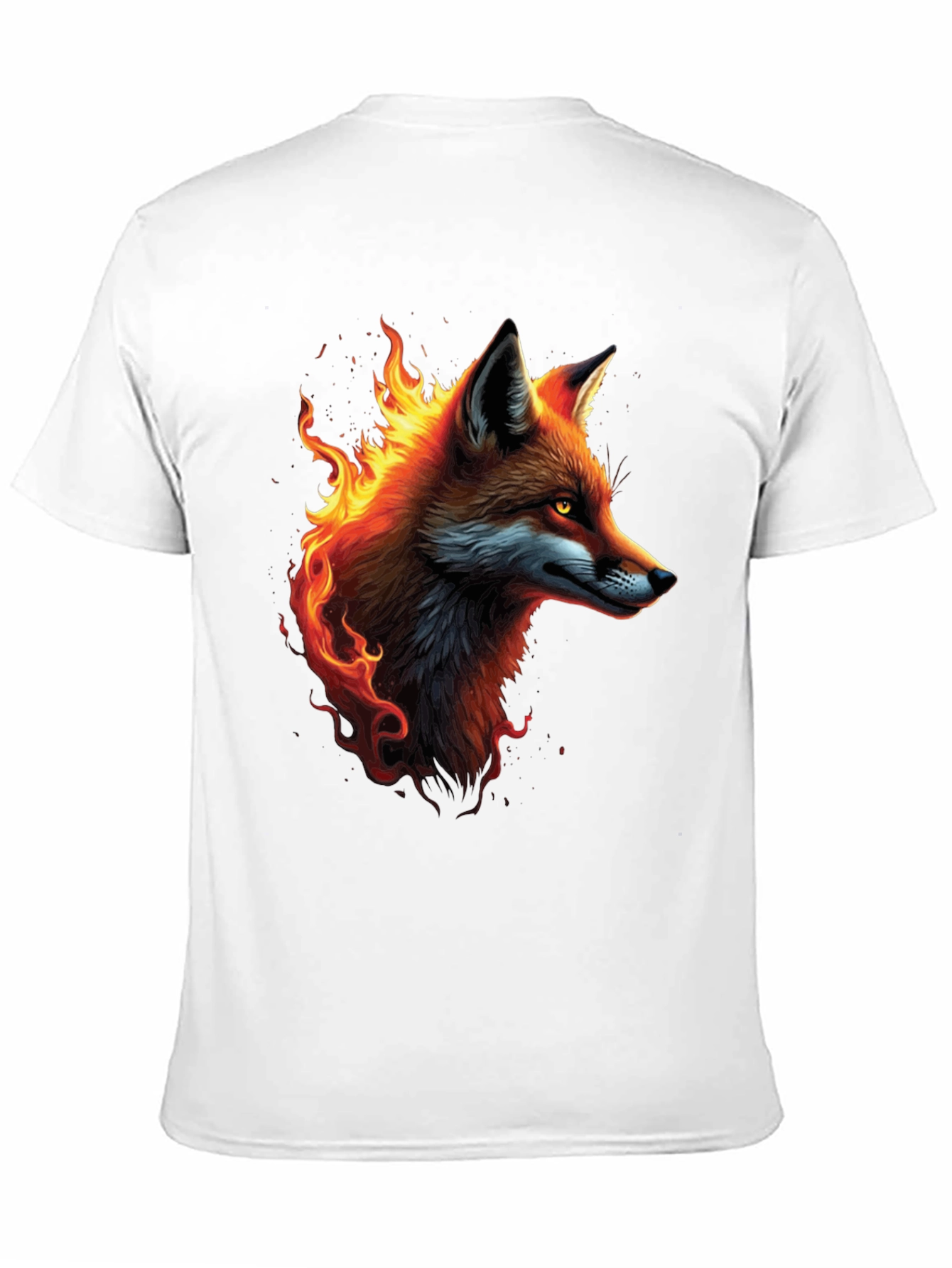 Black Fiery Fox Graphic Tee - Cool Animal T-Shirt view 11