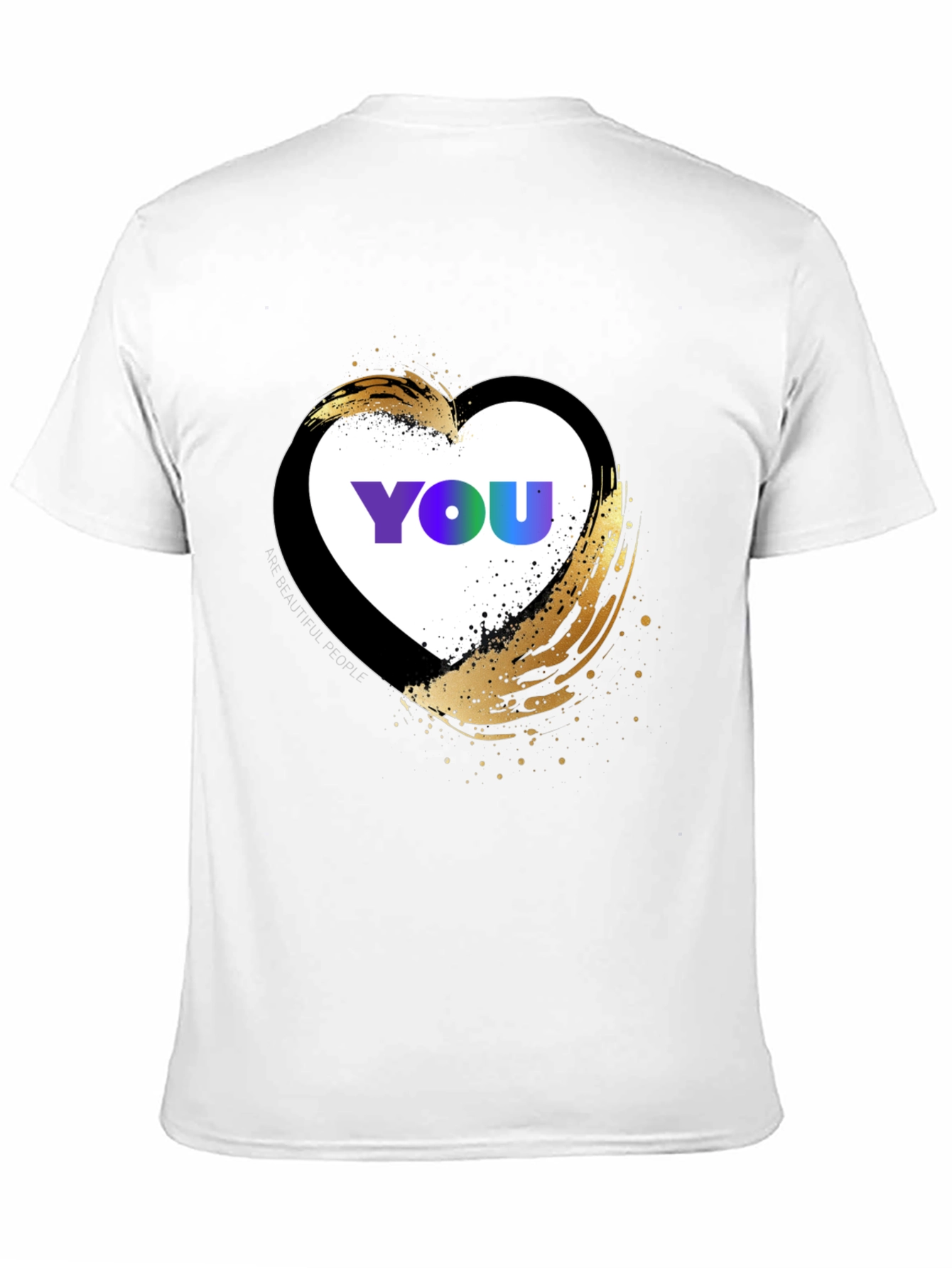 Black YOU Heart Graphic T-Shirt - Trendy Casual Top view 11