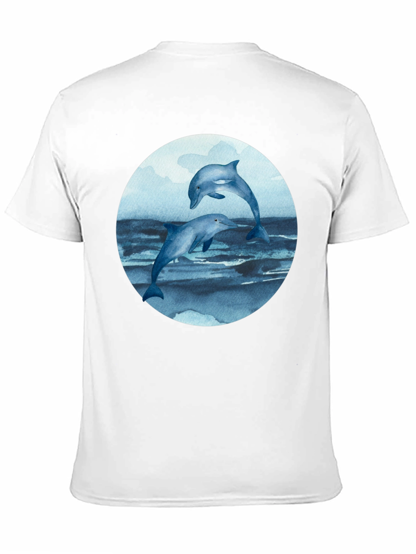 Black Dolphin T-Shirt - Round Print - Marine Life Tee view 11