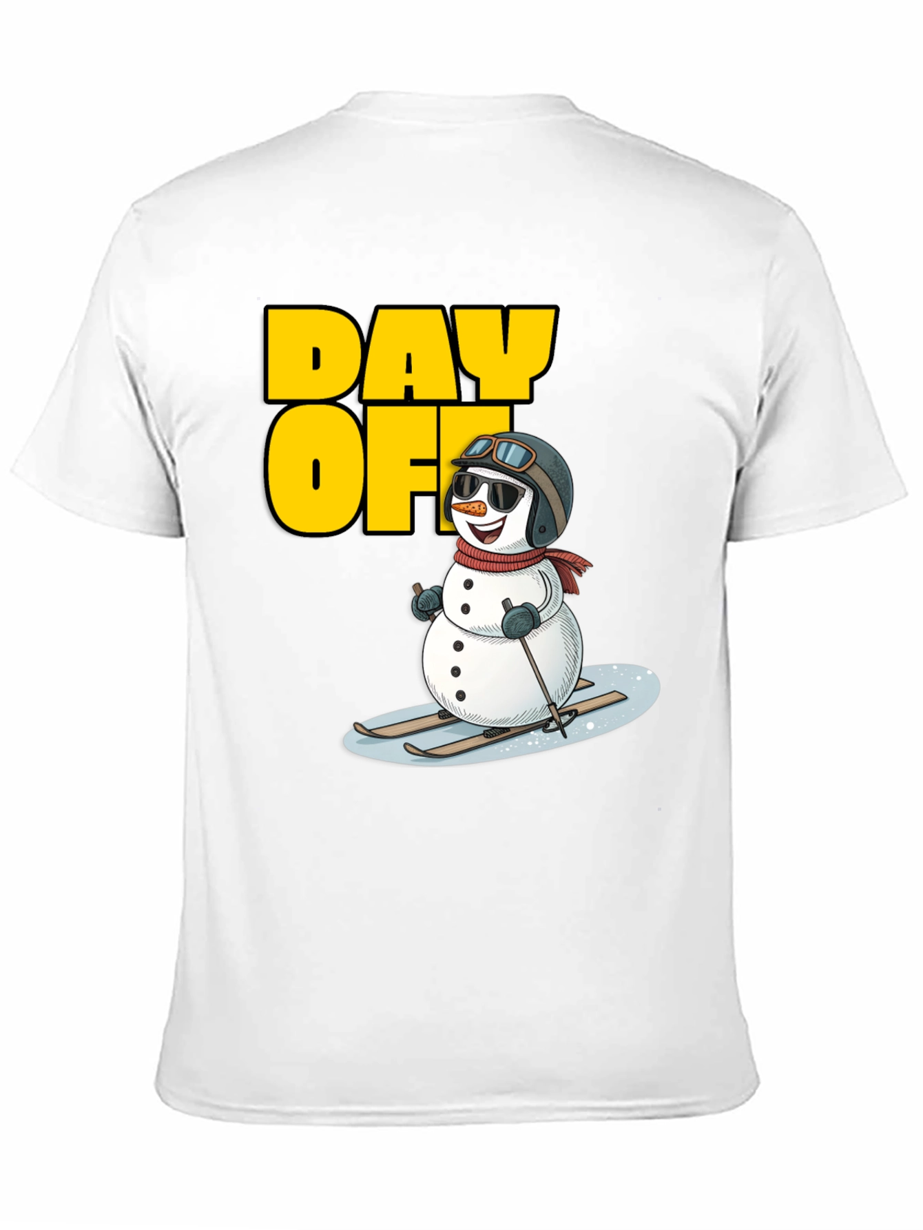 Black Day Off Snowman T-Shirt - Skiing Holiday Tee view 11