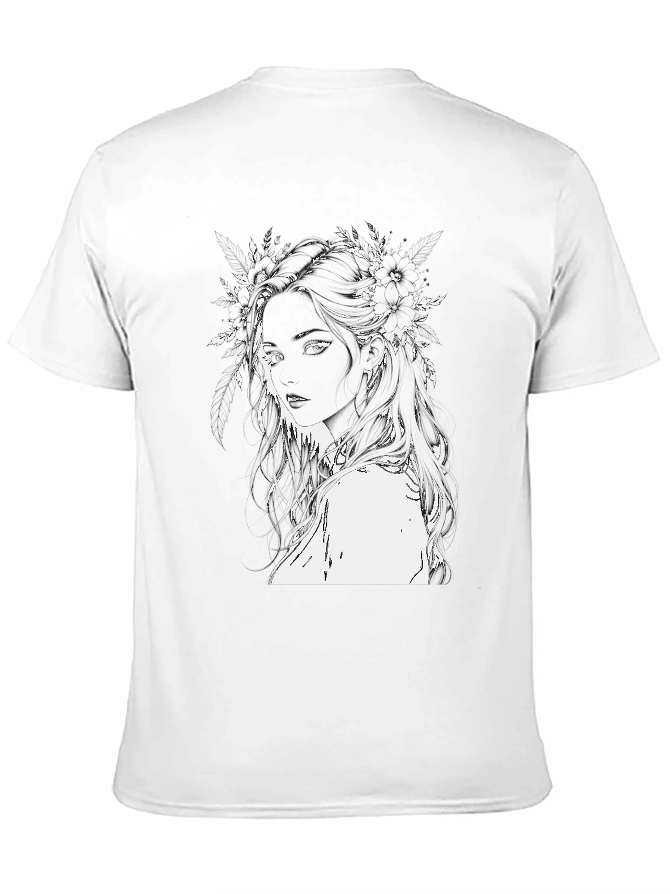 Black Black T-Shirt with Floral Woman Design view 11