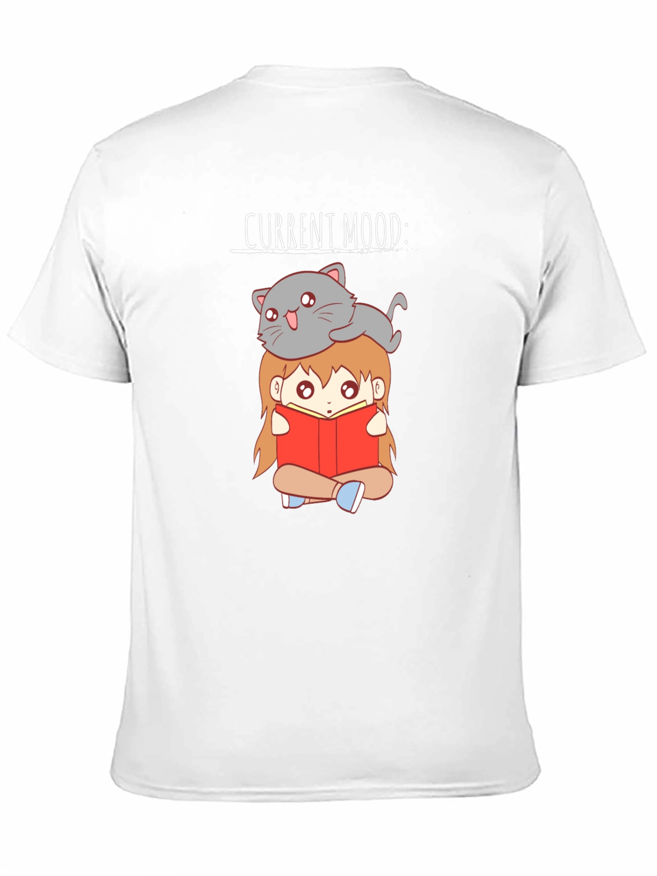 Black Current Mood Cat & Book T-Shirt view 11