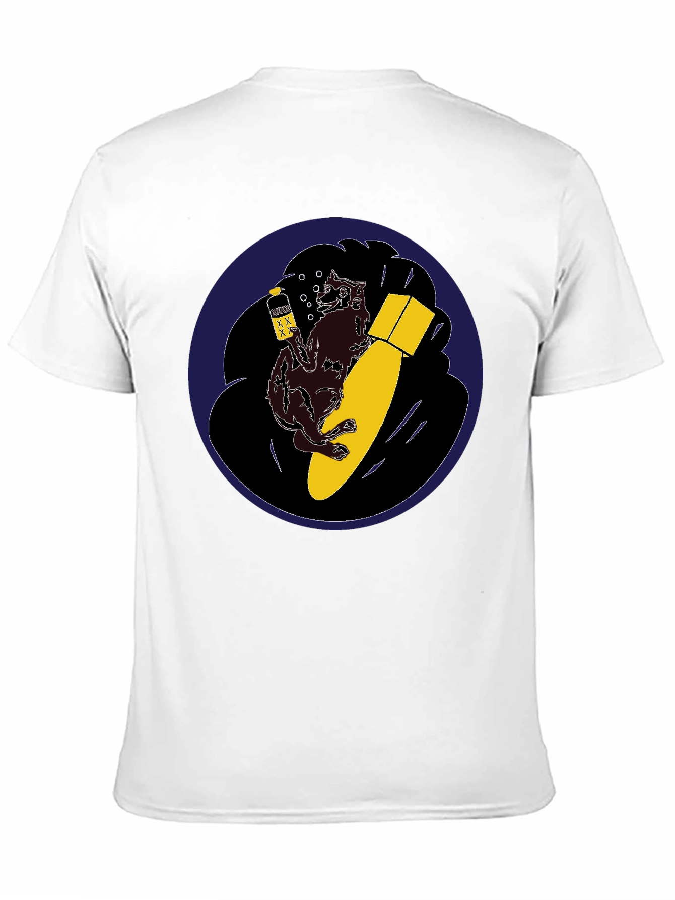 Black Novelty Graphic Tee - Wolf Bomb Design Black T-Shirt view 11