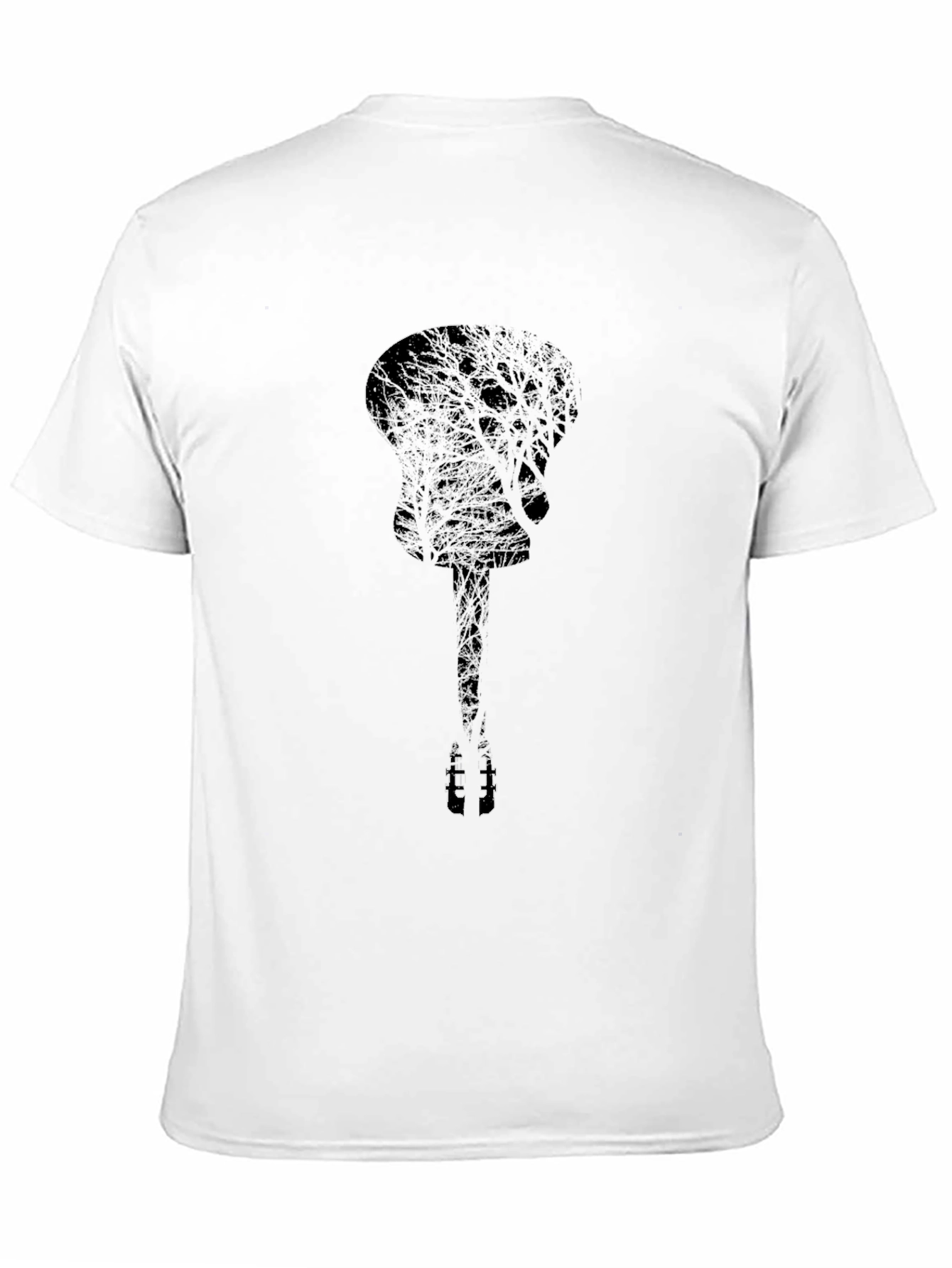 Black Guitar Tree Silhouette Black Graphic Tee view 11