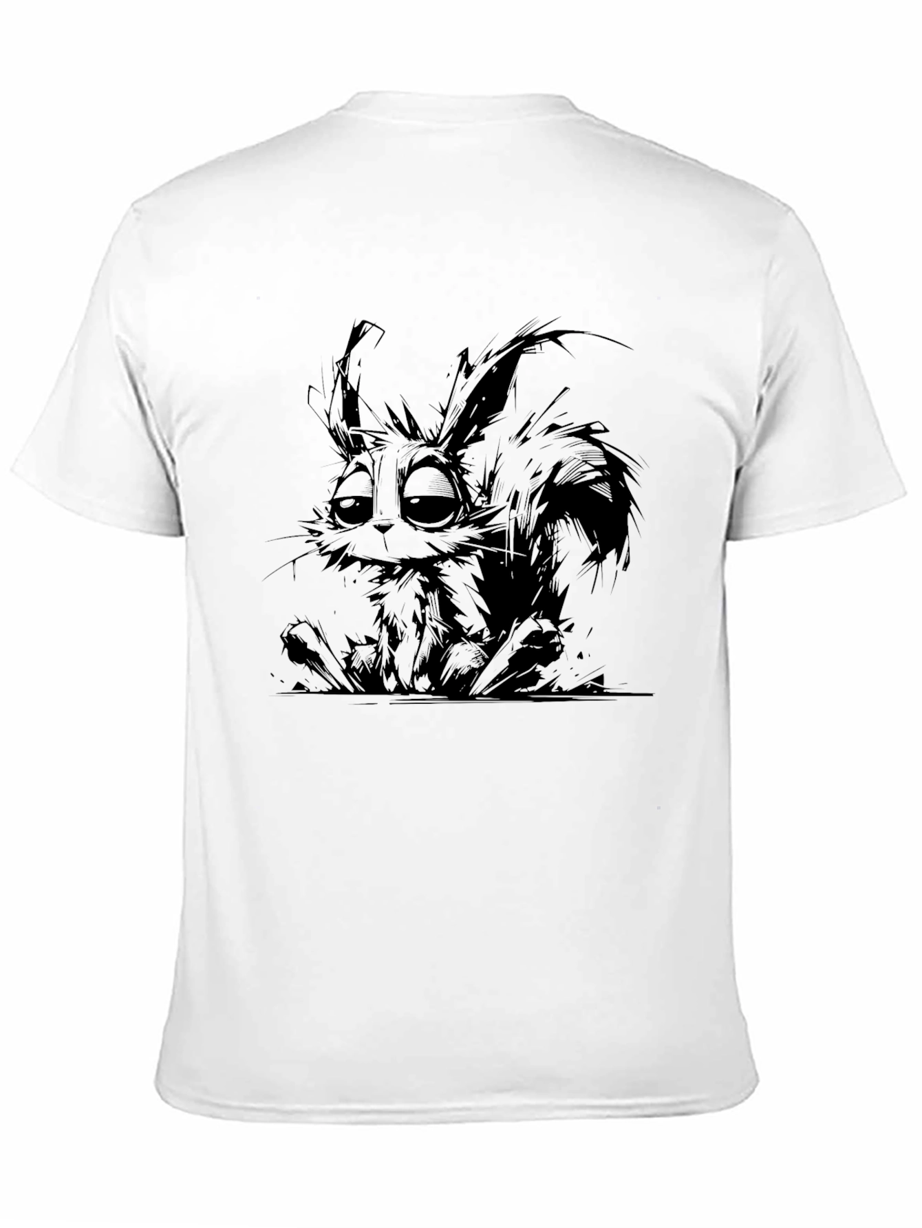 Black Graphic Print T-Shirt - Sad Bunny Design view 11