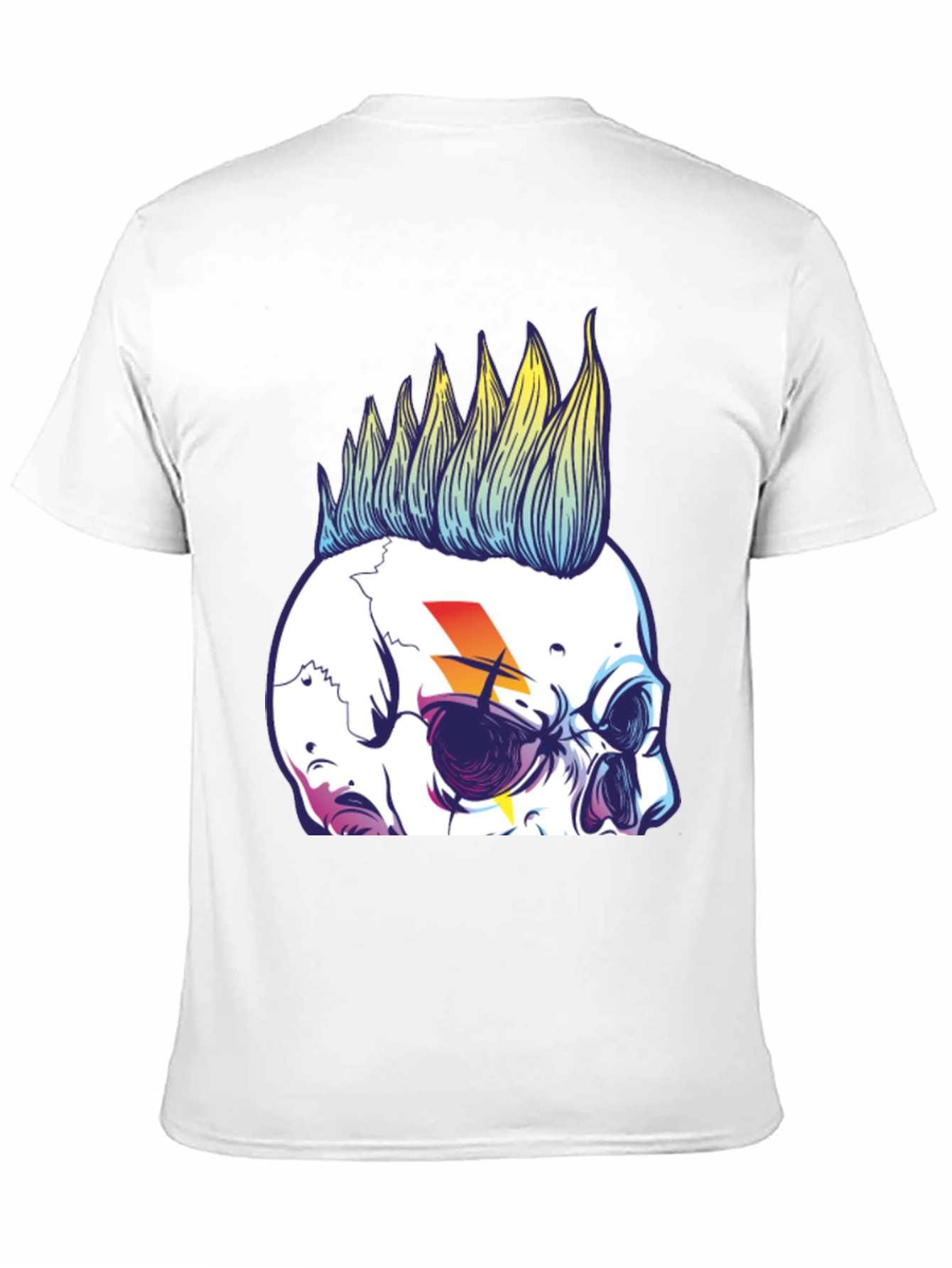 Skull Mohawk Graphic Tee - Men's Black Cotton T-Shirt - 11