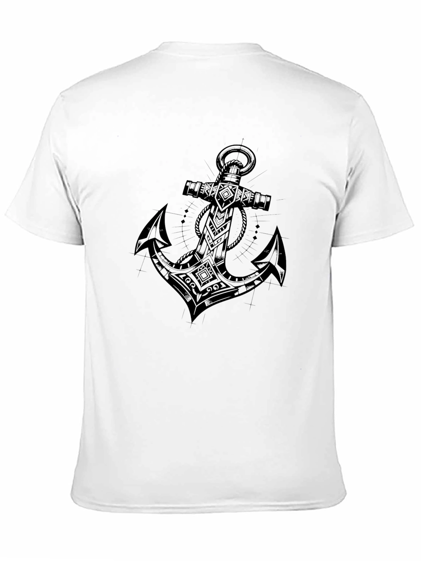 Black Men's Black T-Shirt with Anchor Graphic view 11