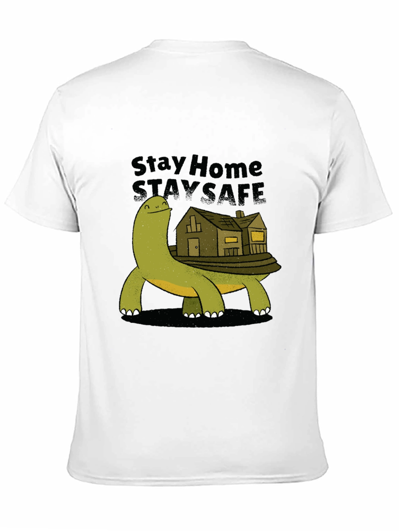 Black Stay Home Stay Safe Turtle House T-Shirt view 11