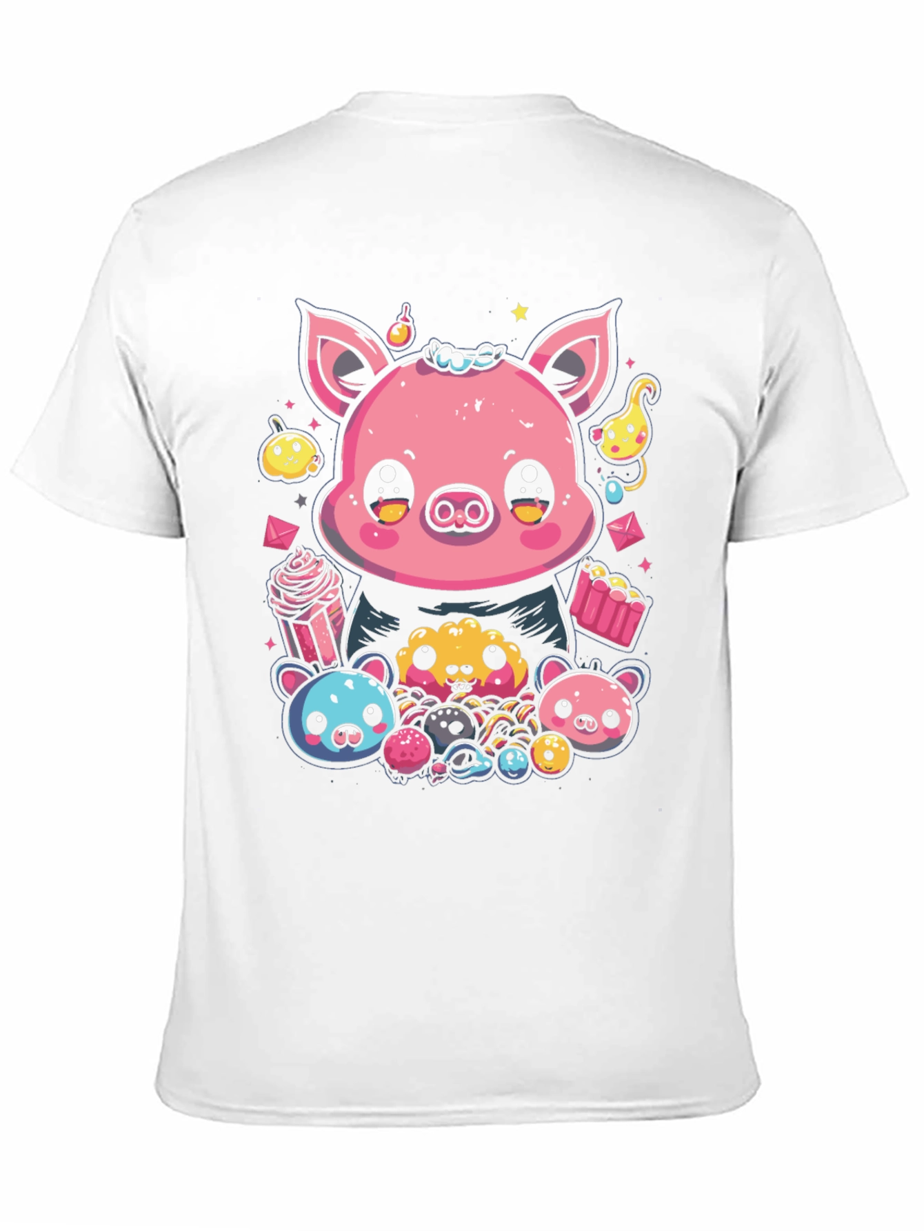 Black Kawaii Piggy T-Shirt - Cute Cartoon Graphic Tee view 11