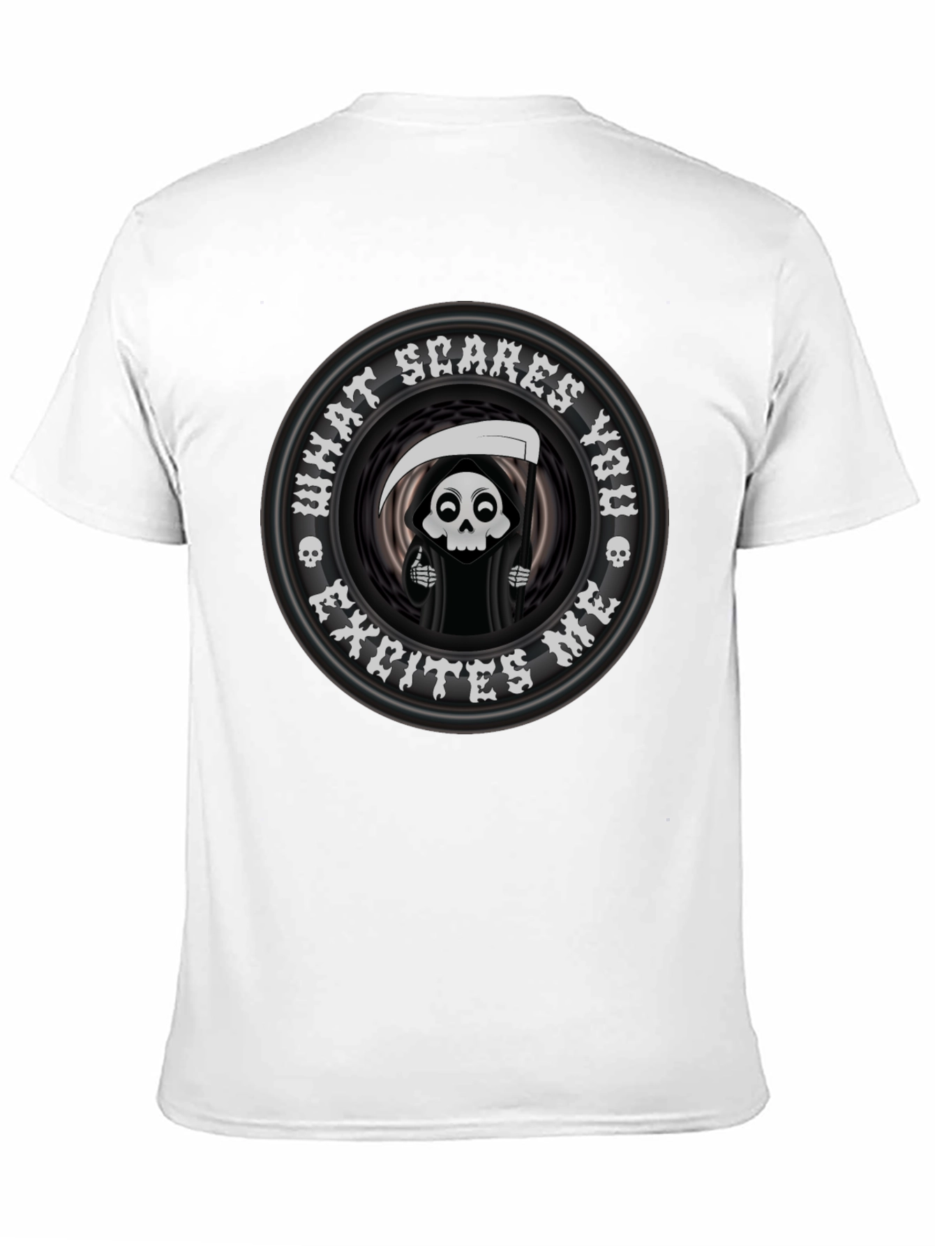 Black Funny Grim Reaper 'What Scares You' Graphic T-Shirt view 11
