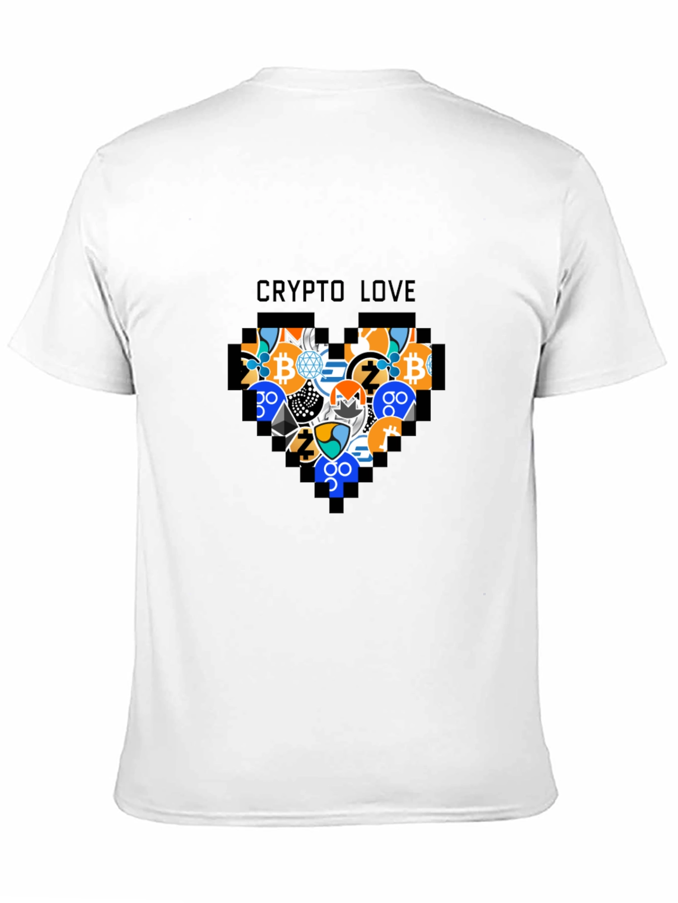 Black Crypto Love Black T-Shirt - Bitcoin & Altcoin Heart view 11