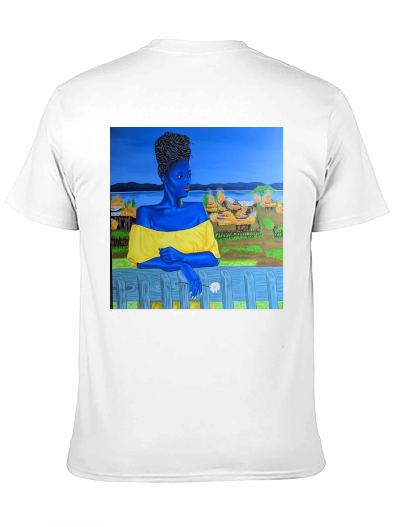 Black Black T-Shirt with Artistic Portrait Print view 11