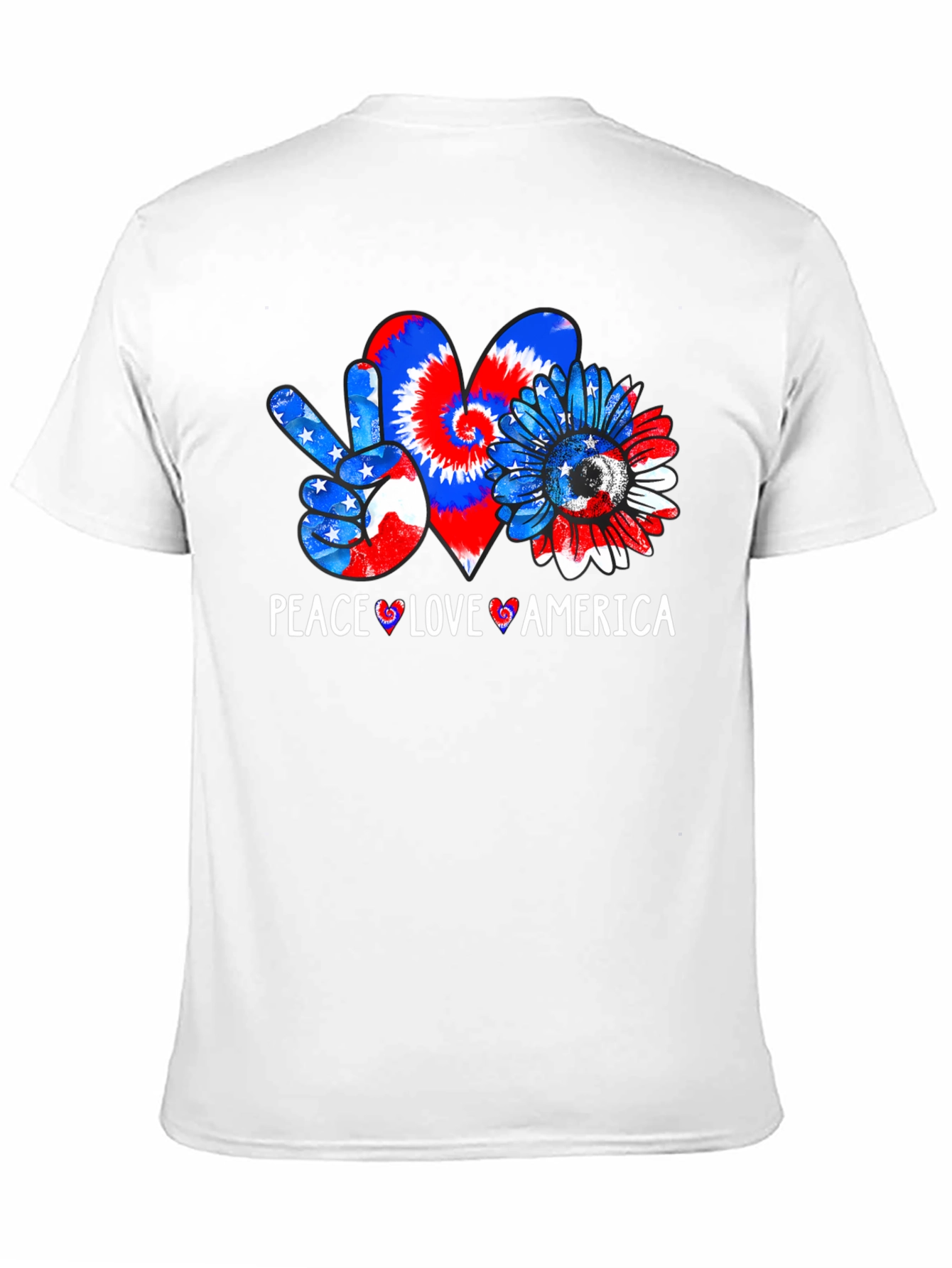 Black Patriotic Peace Love America T-Shirt view 11