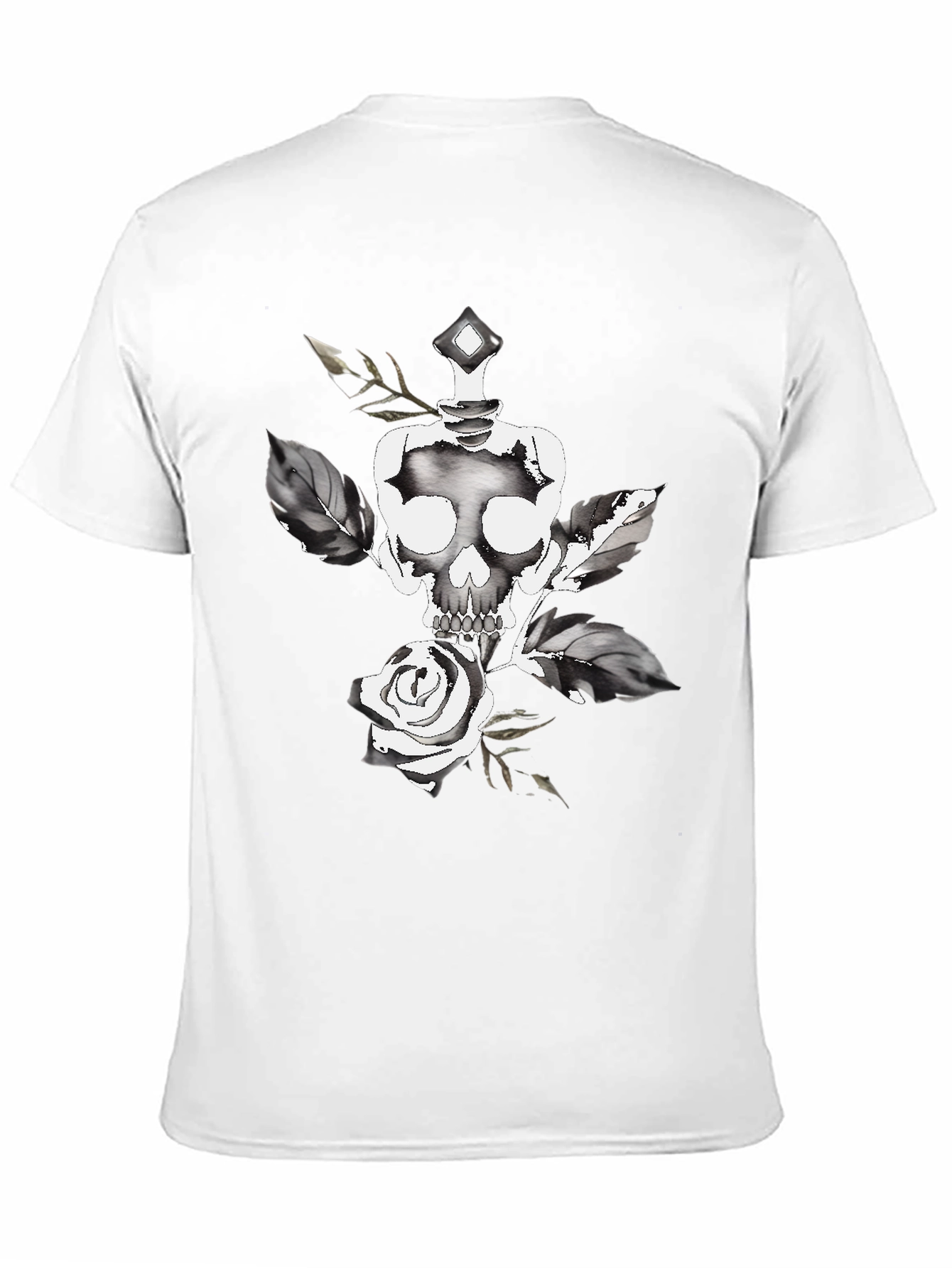 Black Skull & Rose Graphic Tee - Stylish Black Cotton T-Shirt view 11