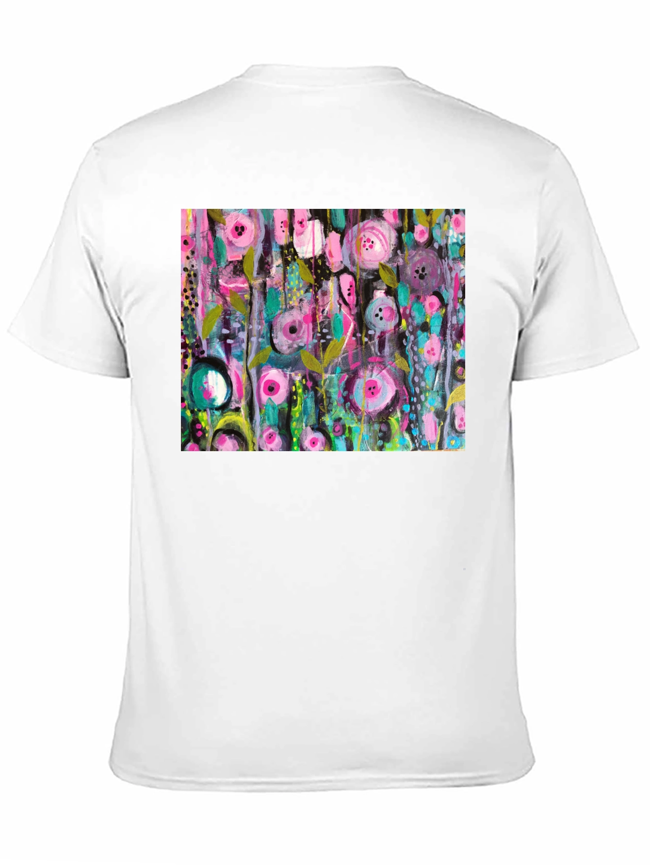 Black Abstract Floral Print Black T-Shirt view 11