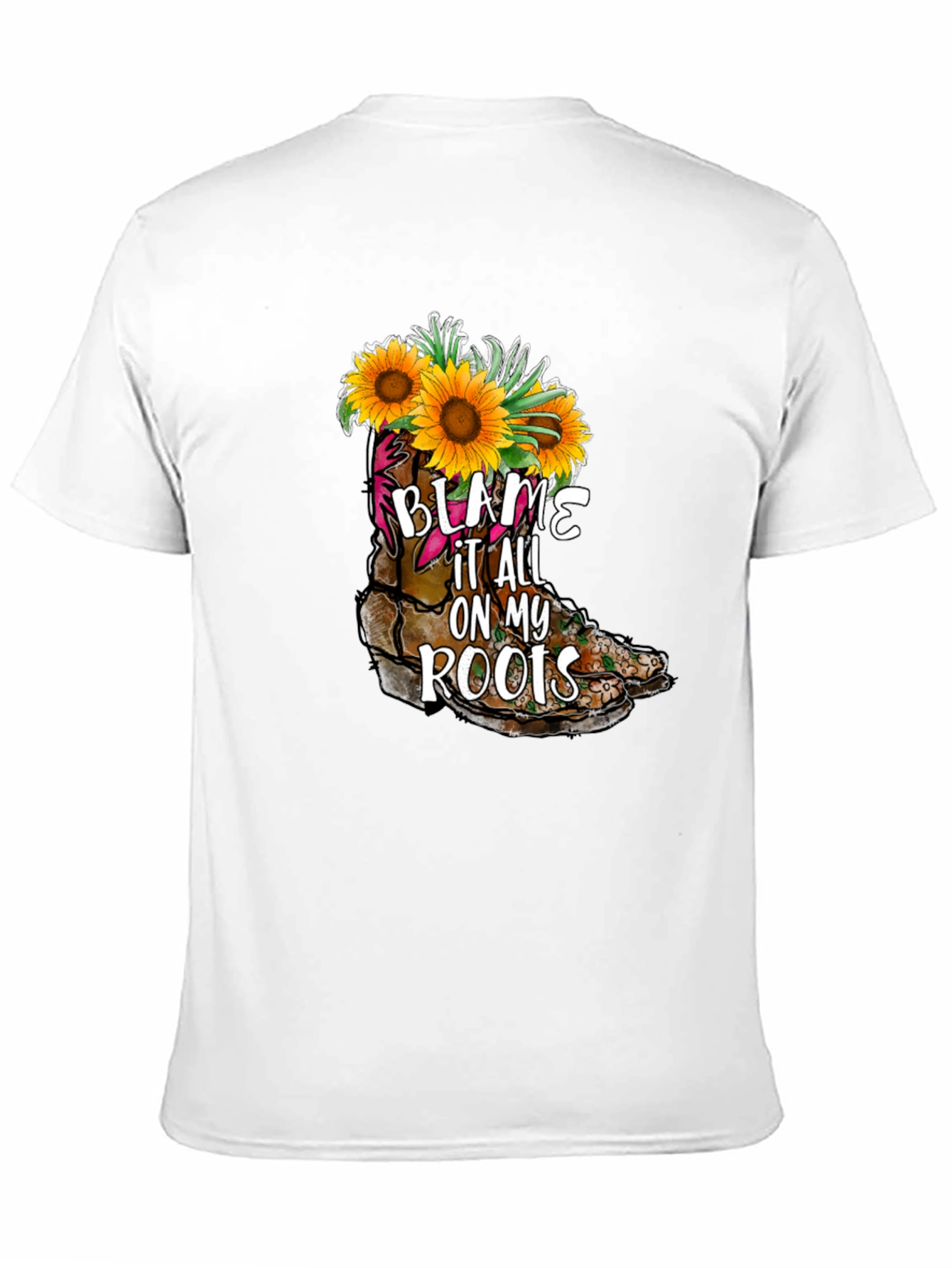 Black Blame It All On My Roots Sunflower Boot T-Shirt view 11