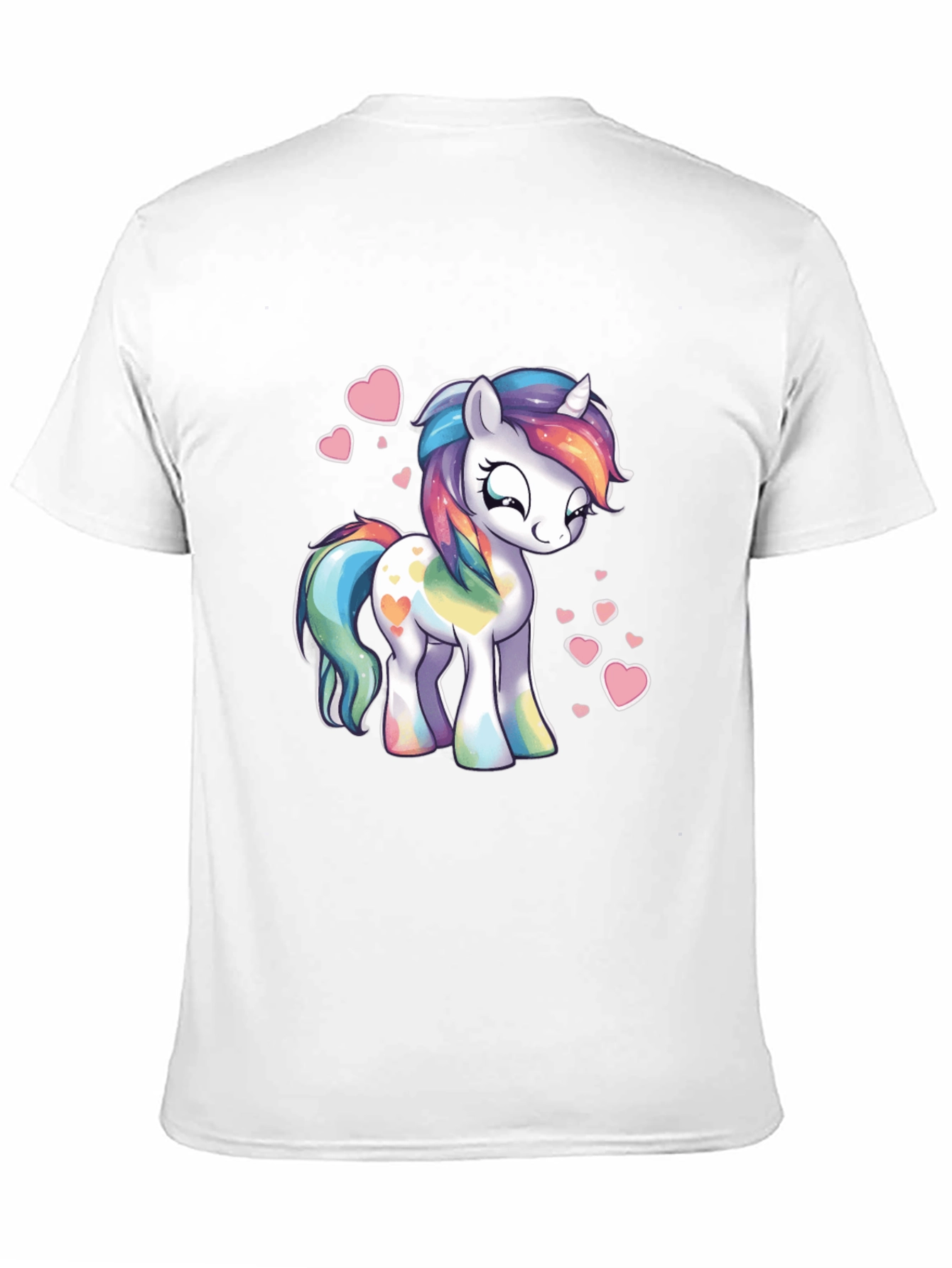 Black Rainbow Unicorn Heart Graphic Black T-Shirt view 11