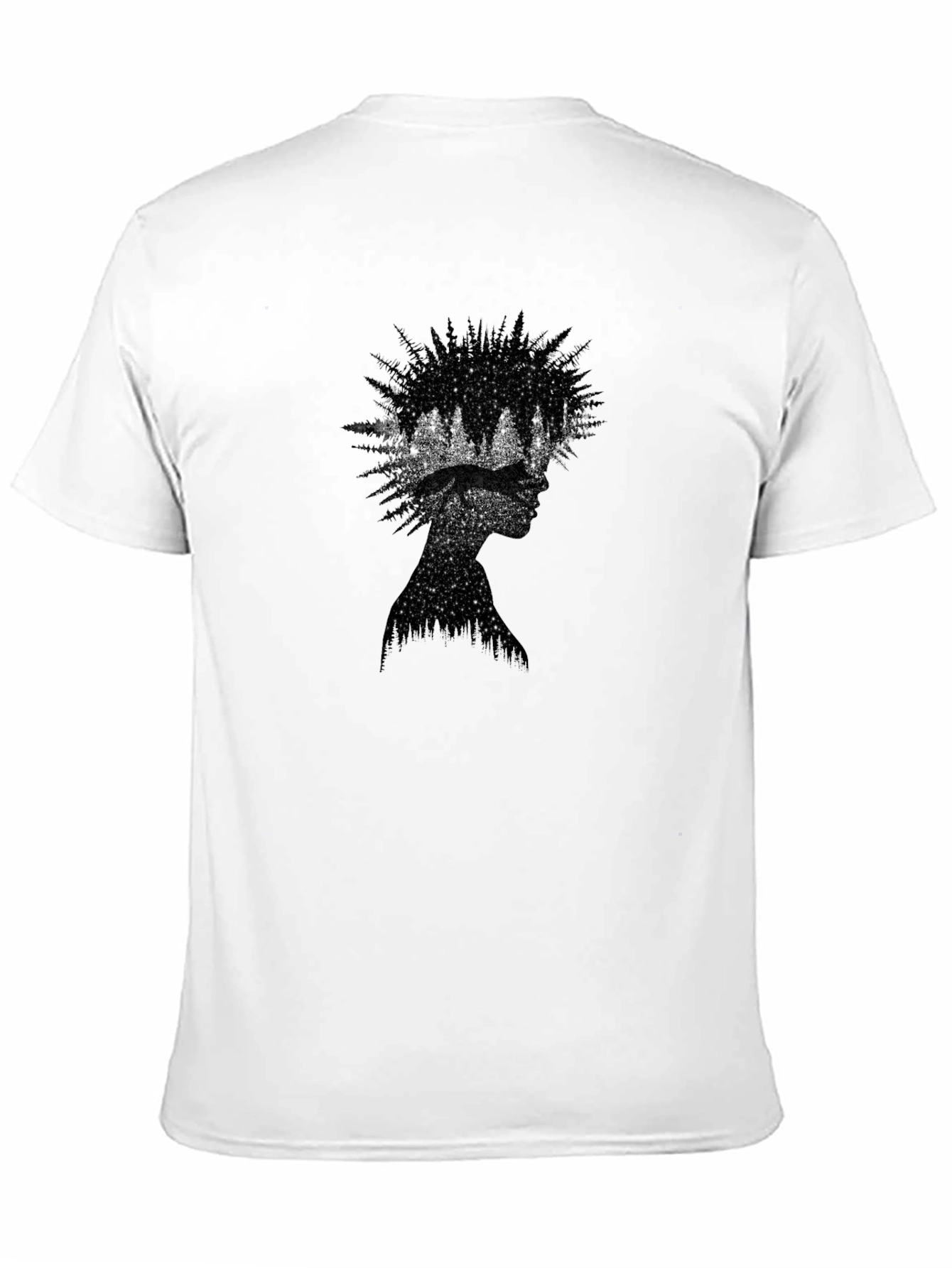 Black Nature Silhouette Graphic Tee - Black Cotton Blend view 11