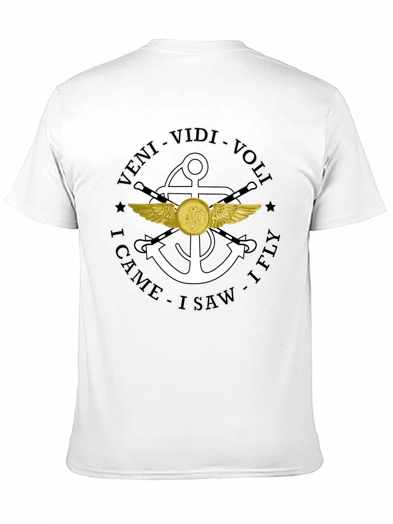 Black Veni Vidi Voli I Came I Saw I Fly Black T-Shirt view 11