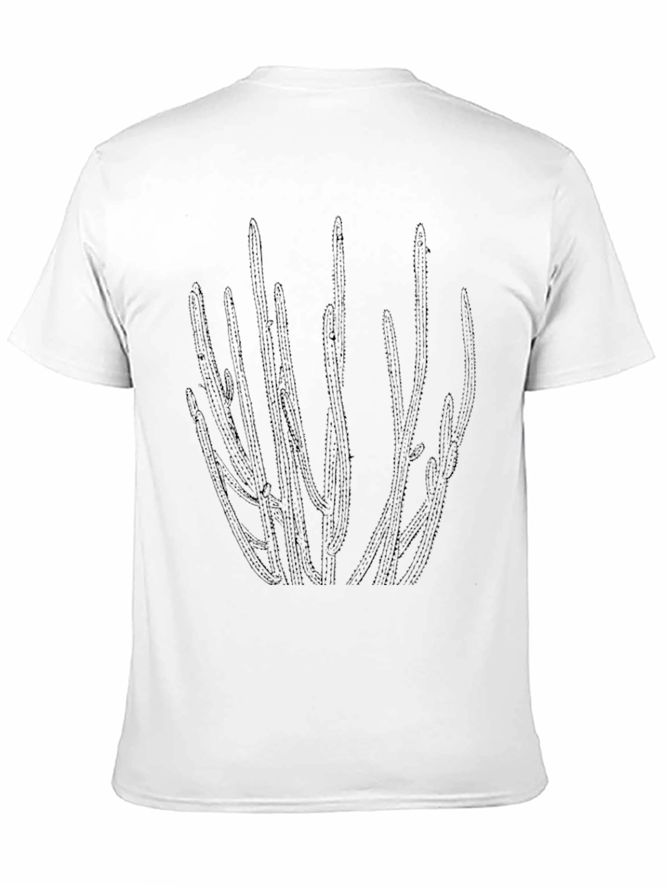 Black Men's Black Cactus Print Crew Neck T-Shirt view 11