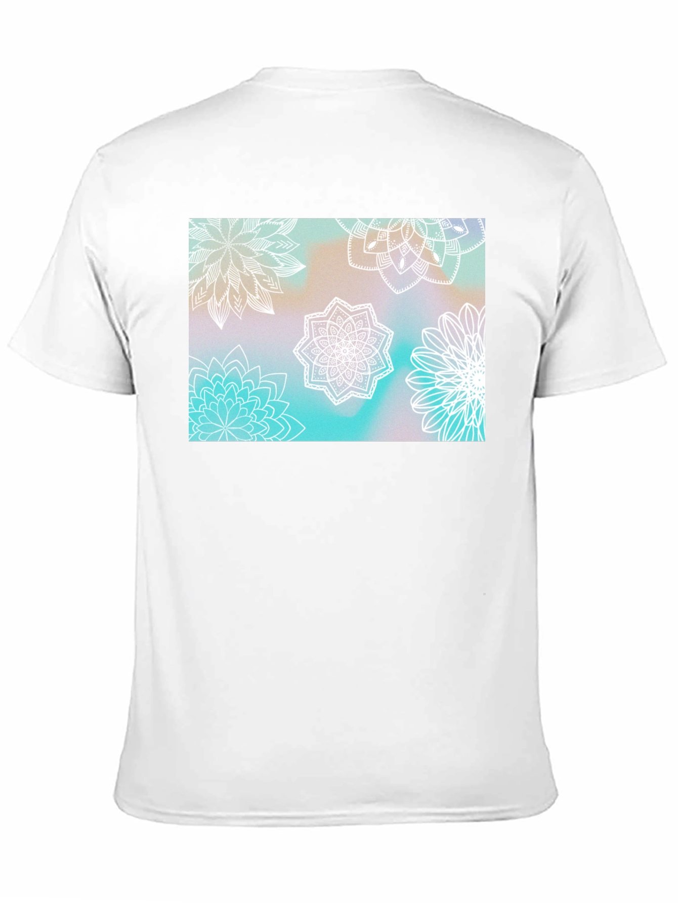 Black Floral Mandala Print Black T-Shirt view 11