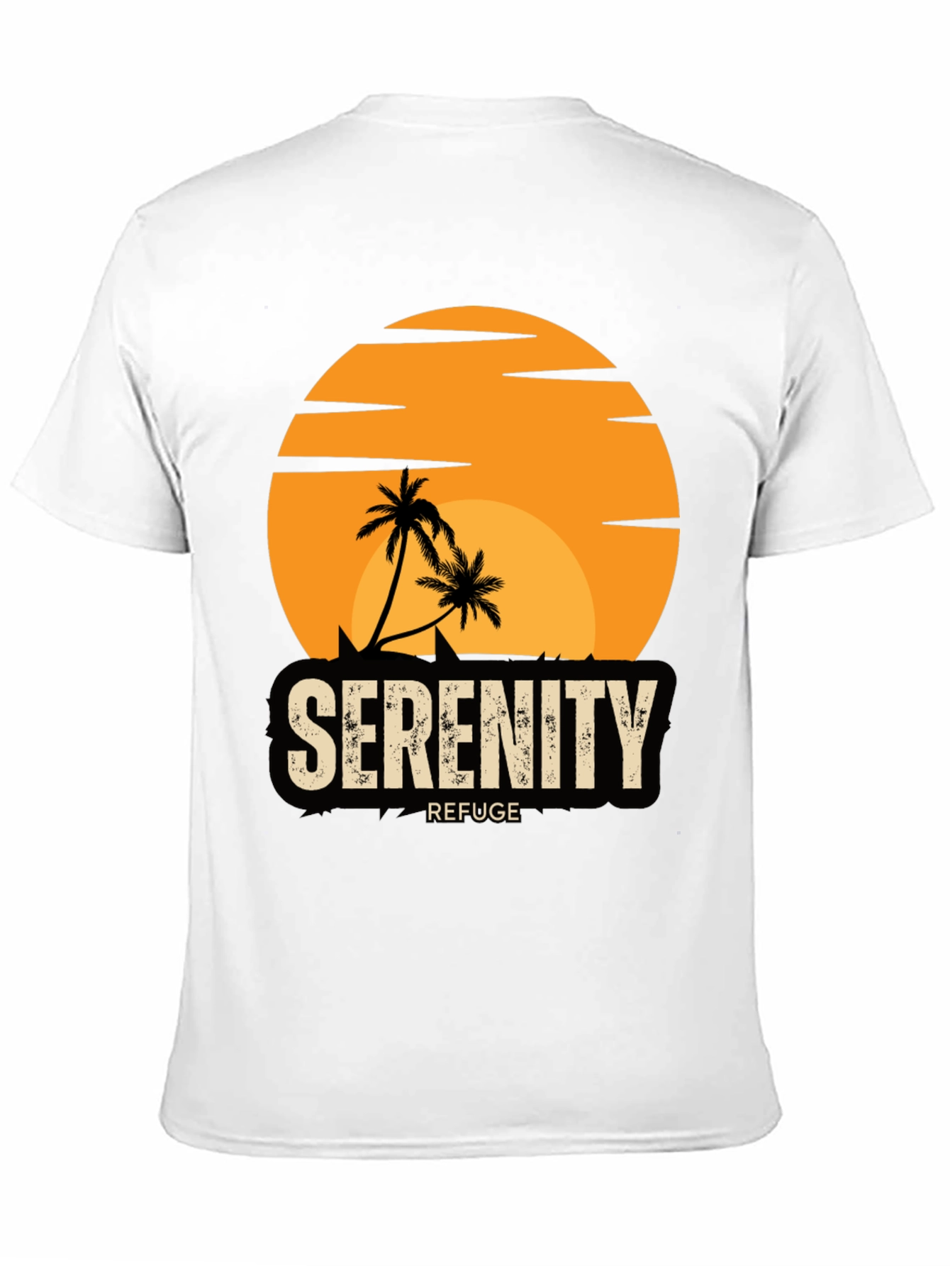 Black Serenity Refuge T-Shirt - Tropical Palm Tree Sunset Tee view 11