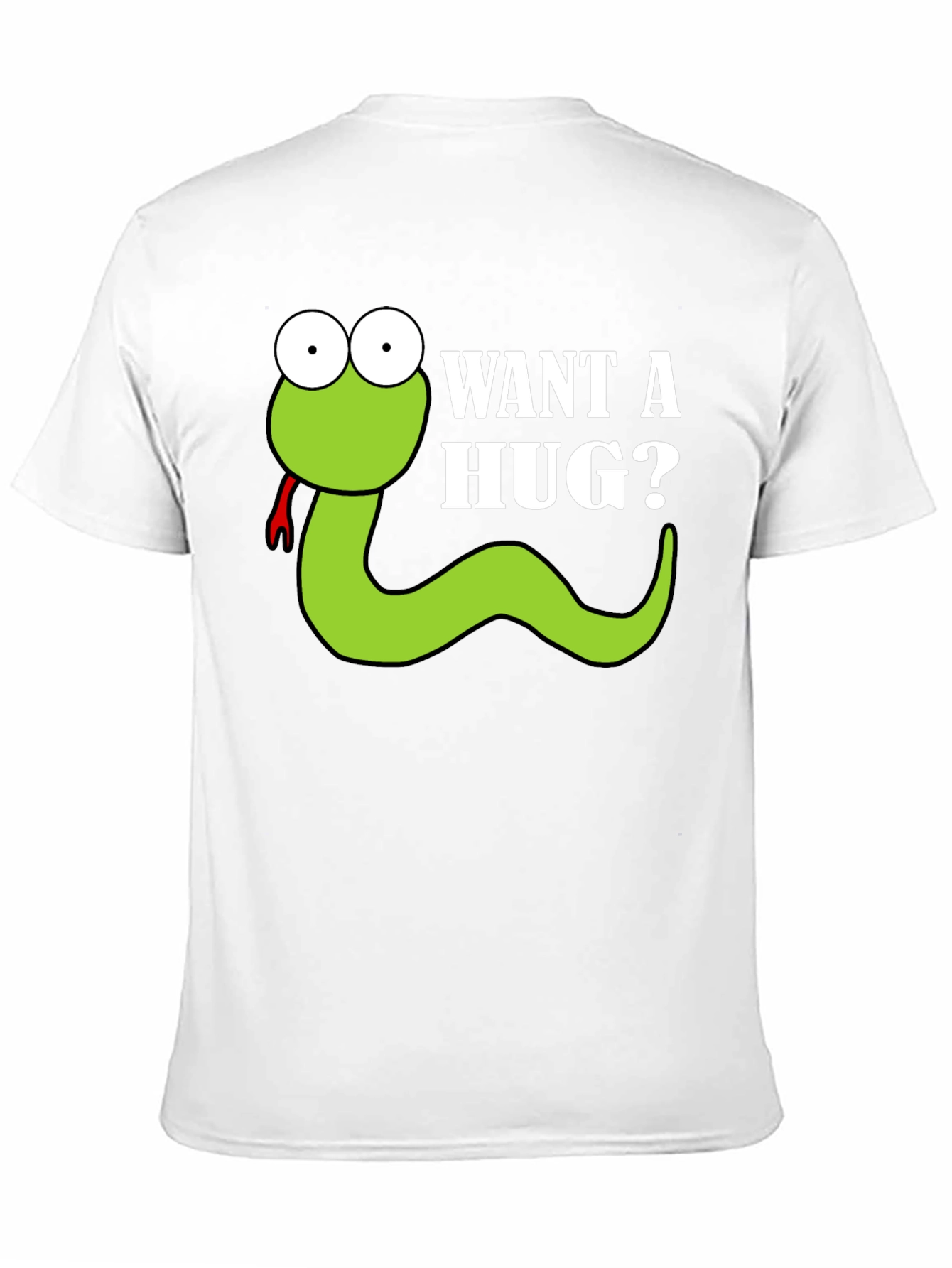 Black Want a Hug? Funny Snake Cartoon Graphic T-Shirt view 11