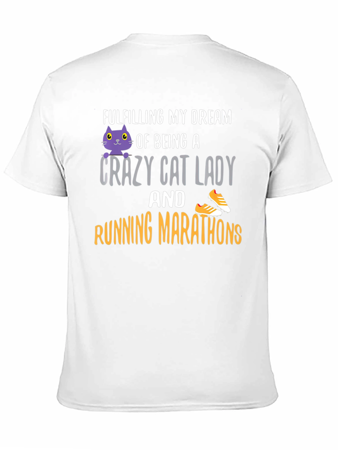 Black Crazy Cat Lady Running Marathon T-Shirt view 11