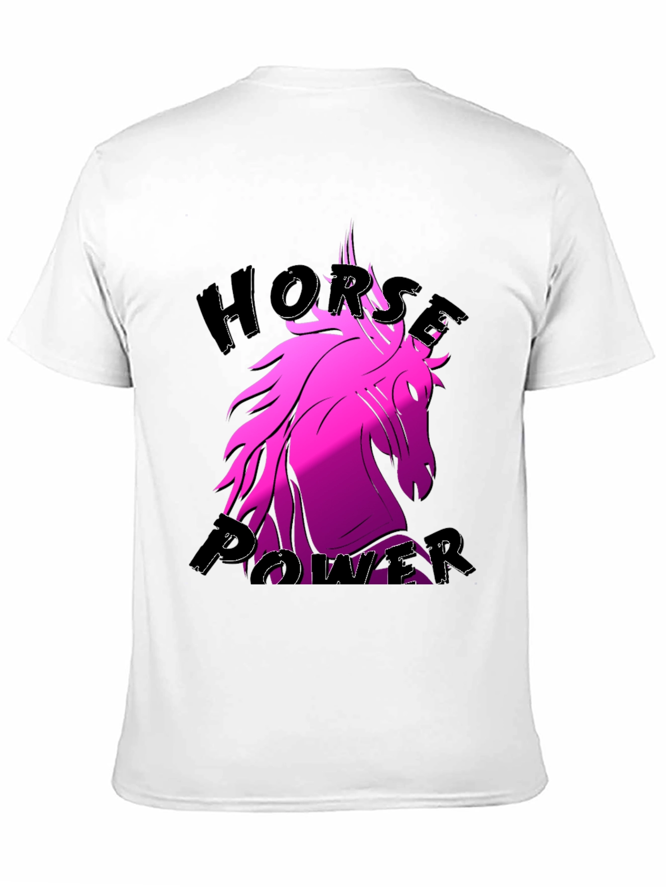 Black Horse Power Pink Unicorn Black T-Shirt view 11