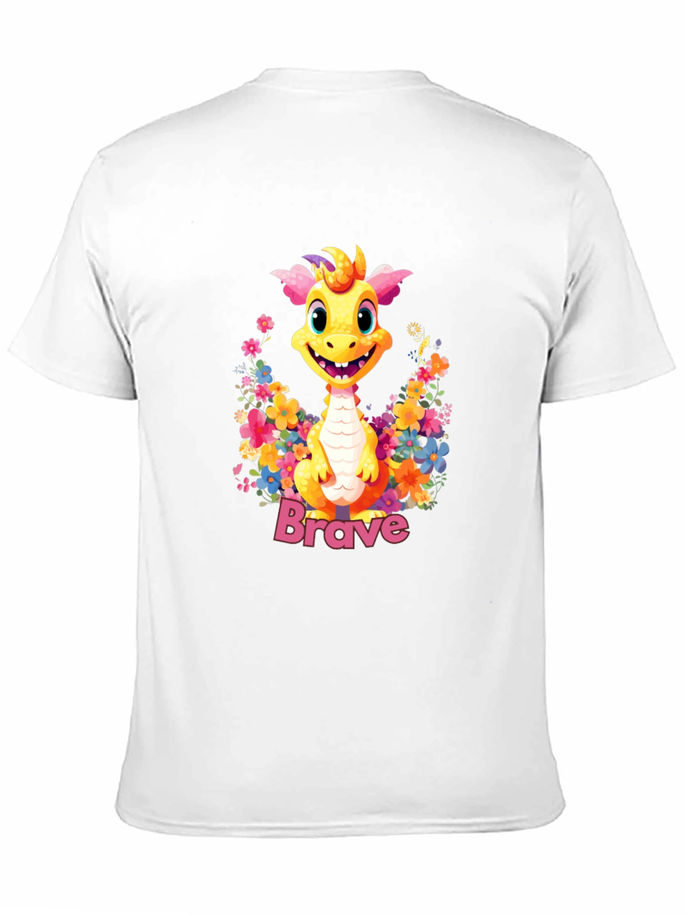 Black Brave Dragon Graphic Tee - Cute Floral Design view 11