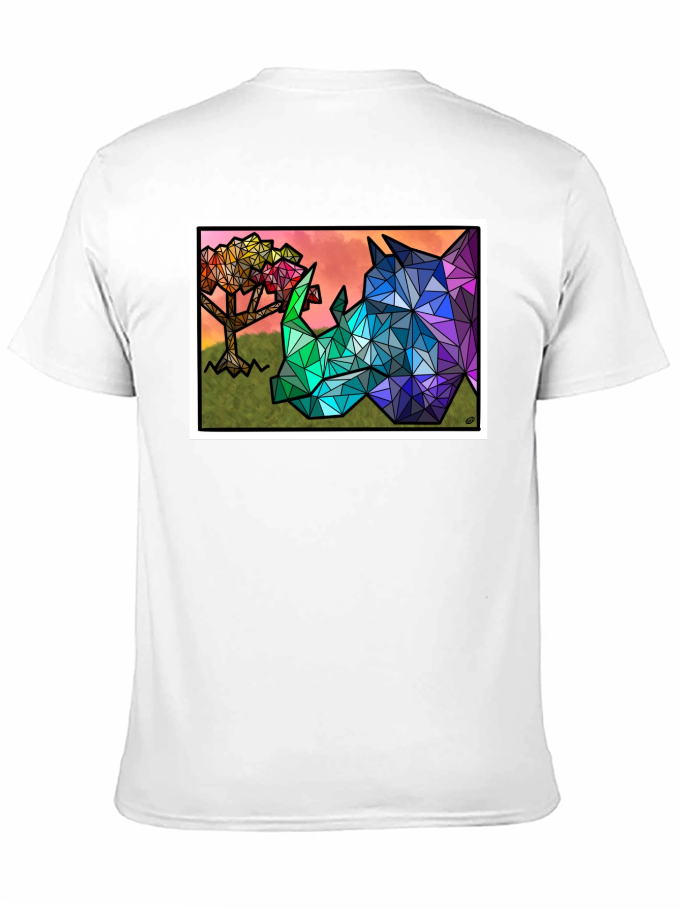 Black Geometric Rhino Graphic Tee - Black view 11