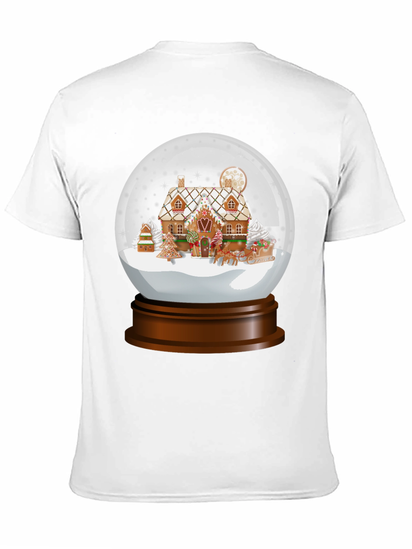 Black Gingerbread House Snow Globe Graphic Tee view 11