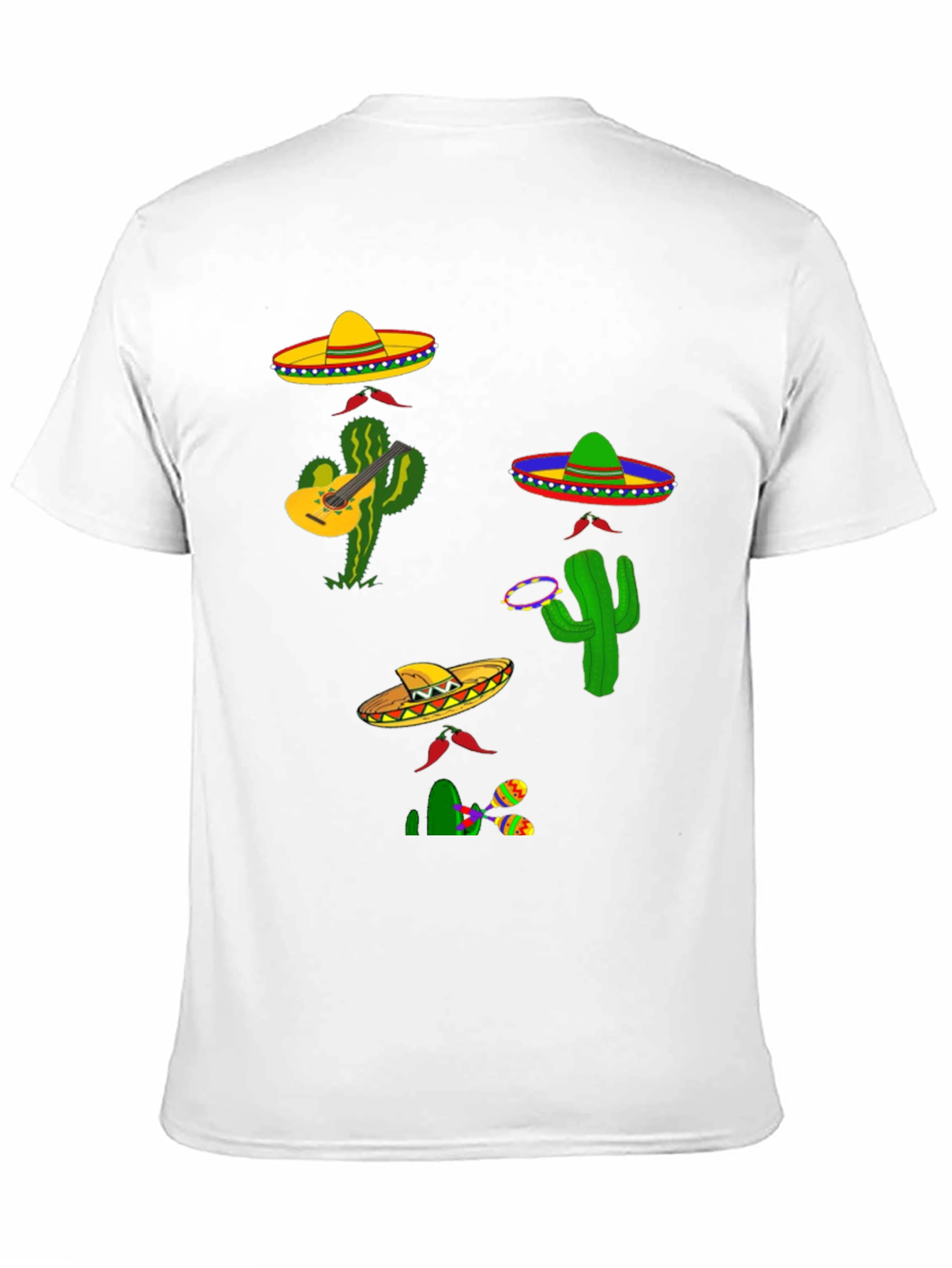 Black Festive Fiesta T-Shirt: Sombreros, Cacti, and Musical Fun view 11