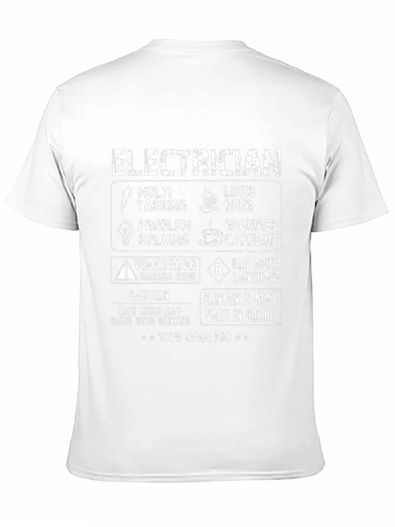 Black Electrician Humor T-Shirt - 100% Organic Cotton view 11