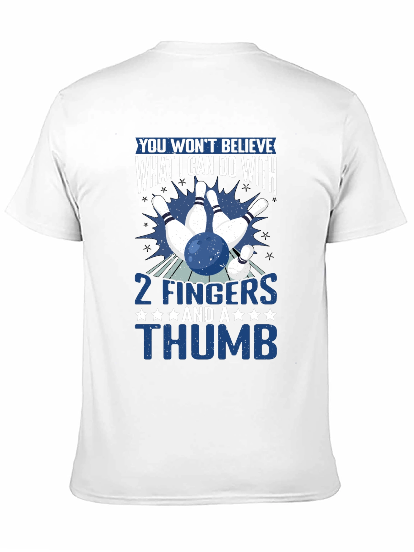 Black Funny Bowling T-Shirt: 2 Fingers and a Thumb Graphic Tee view 11