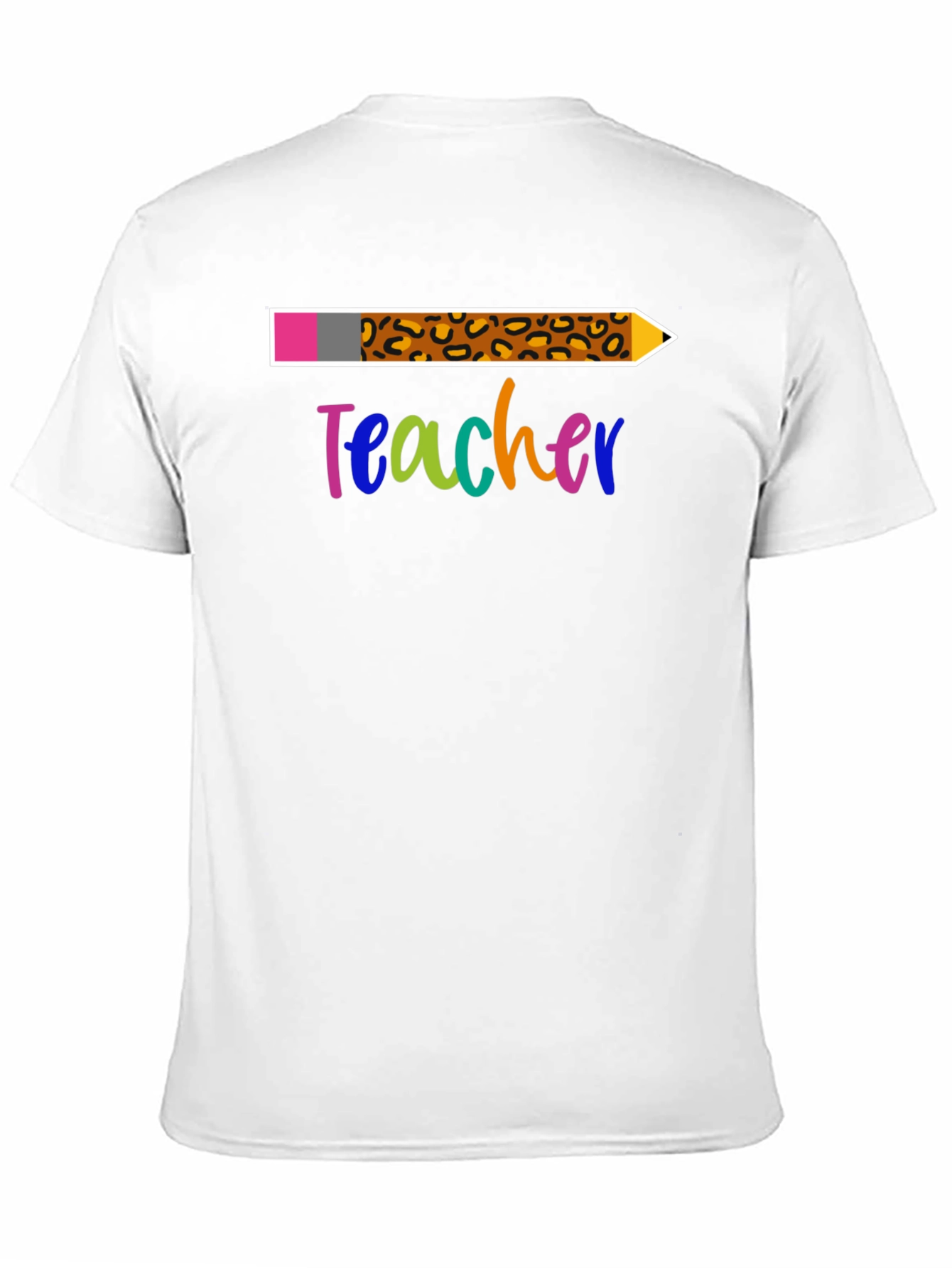 Black Teacher Leopard Print Pencil T-Shirt view 11