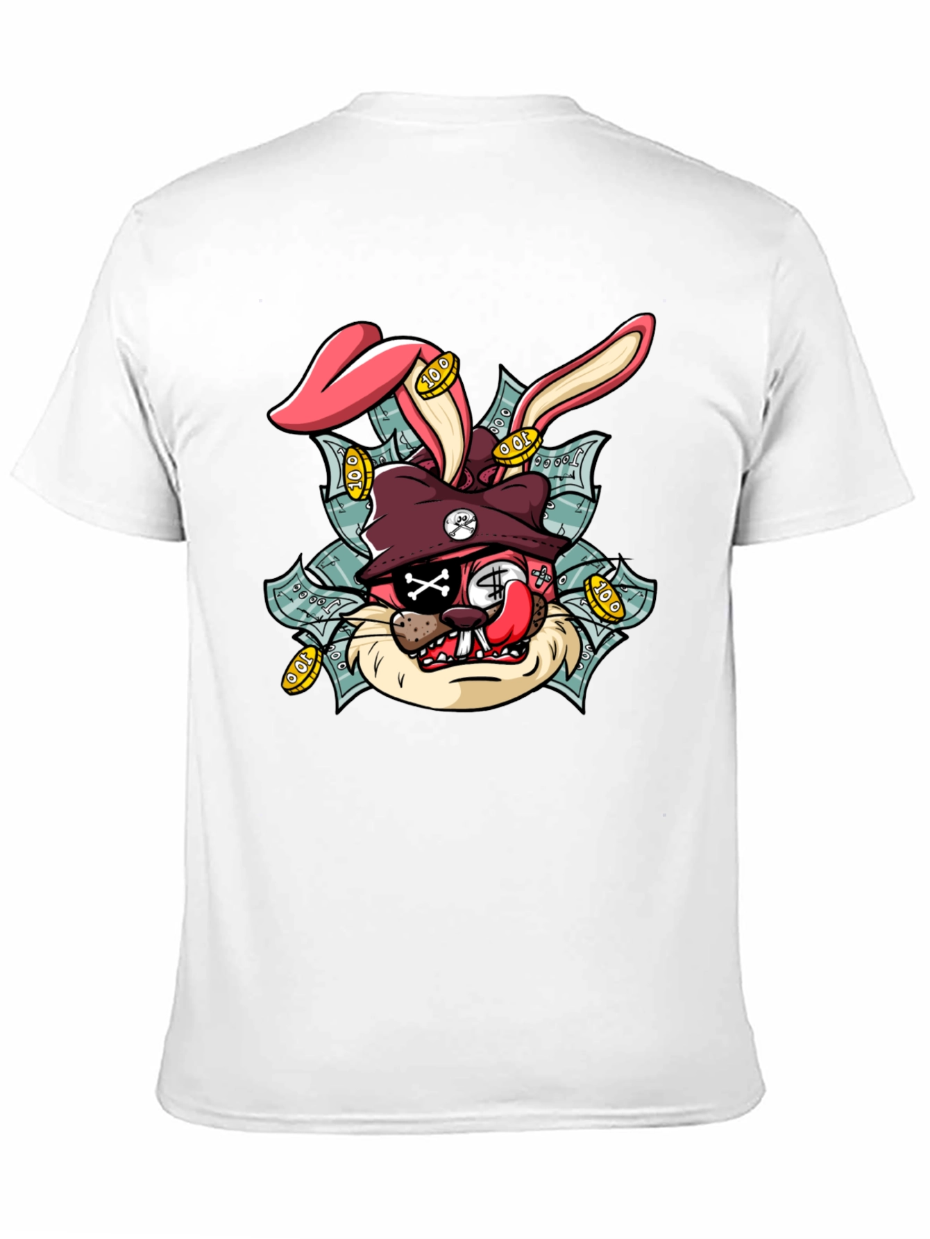 Black Cartoon Rabbit Graphic Black Tee view 11
