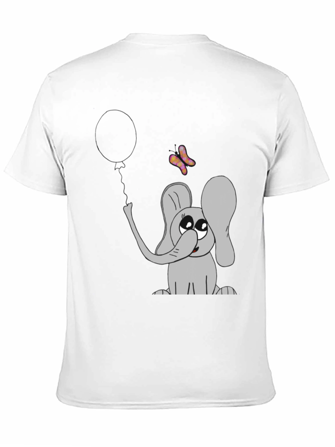 Black Cute Elephant Graphic Tee - Balloon & Butterfly Design view 11