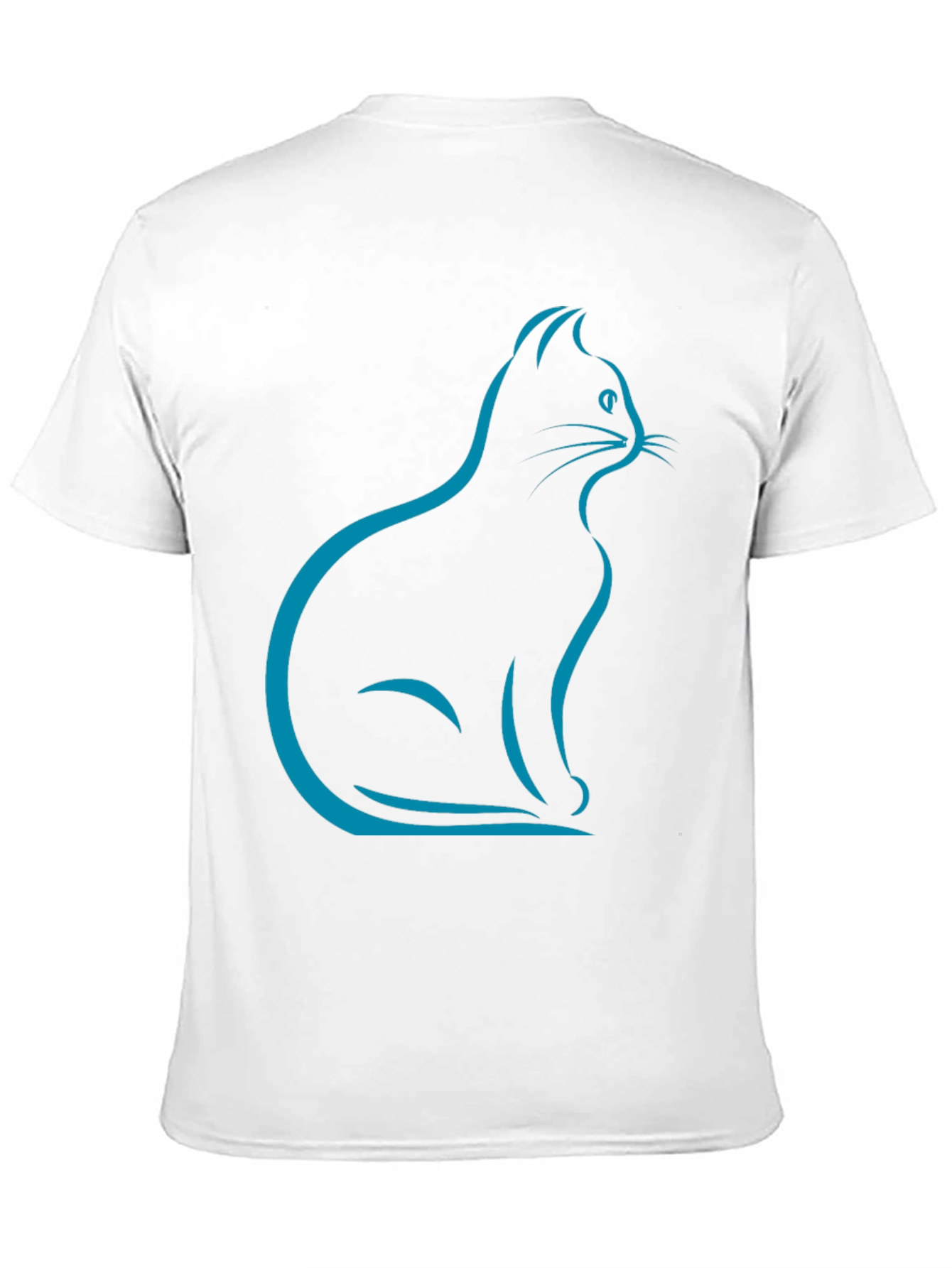 Black Stylish Cat Silhouette T-Shirt - Black view 11