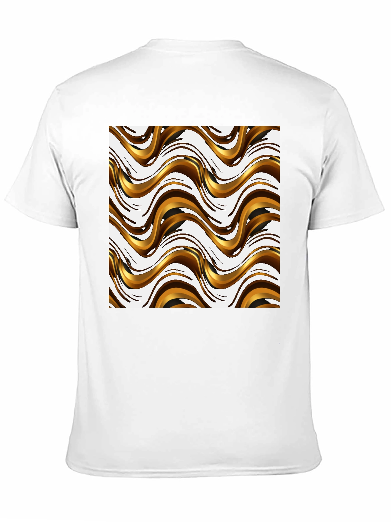 Black Stylish Black Tee with Abstract Gold Wave Design view 11